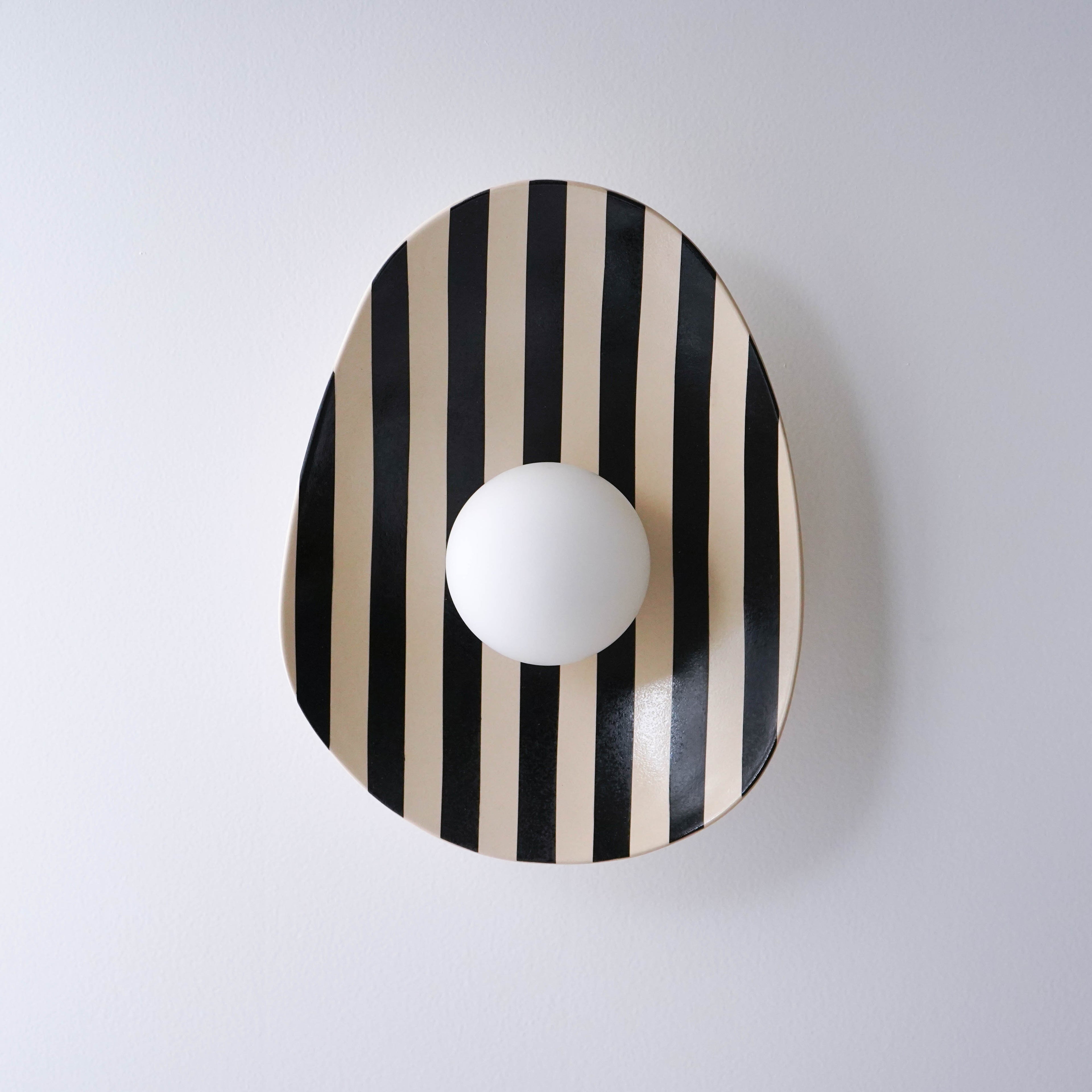 Black and White Striped Ceramic Wall Light / Sconce