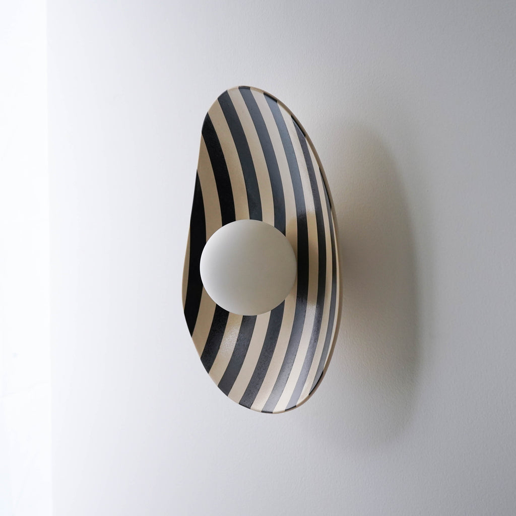 Black and White Striped Ceramic Wall Light / Sconce