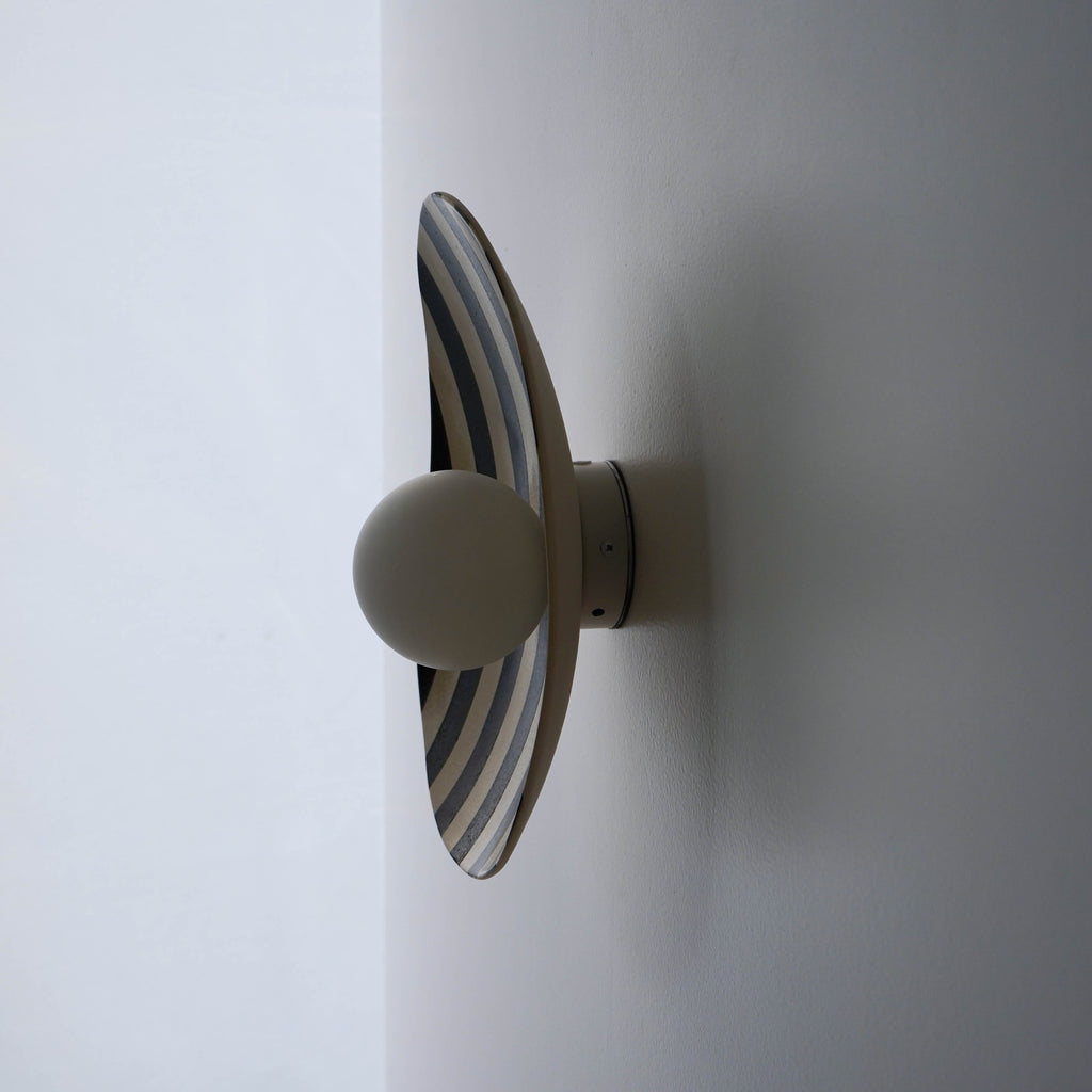 Black and White Striped Ceramic Wall Light / Sconce