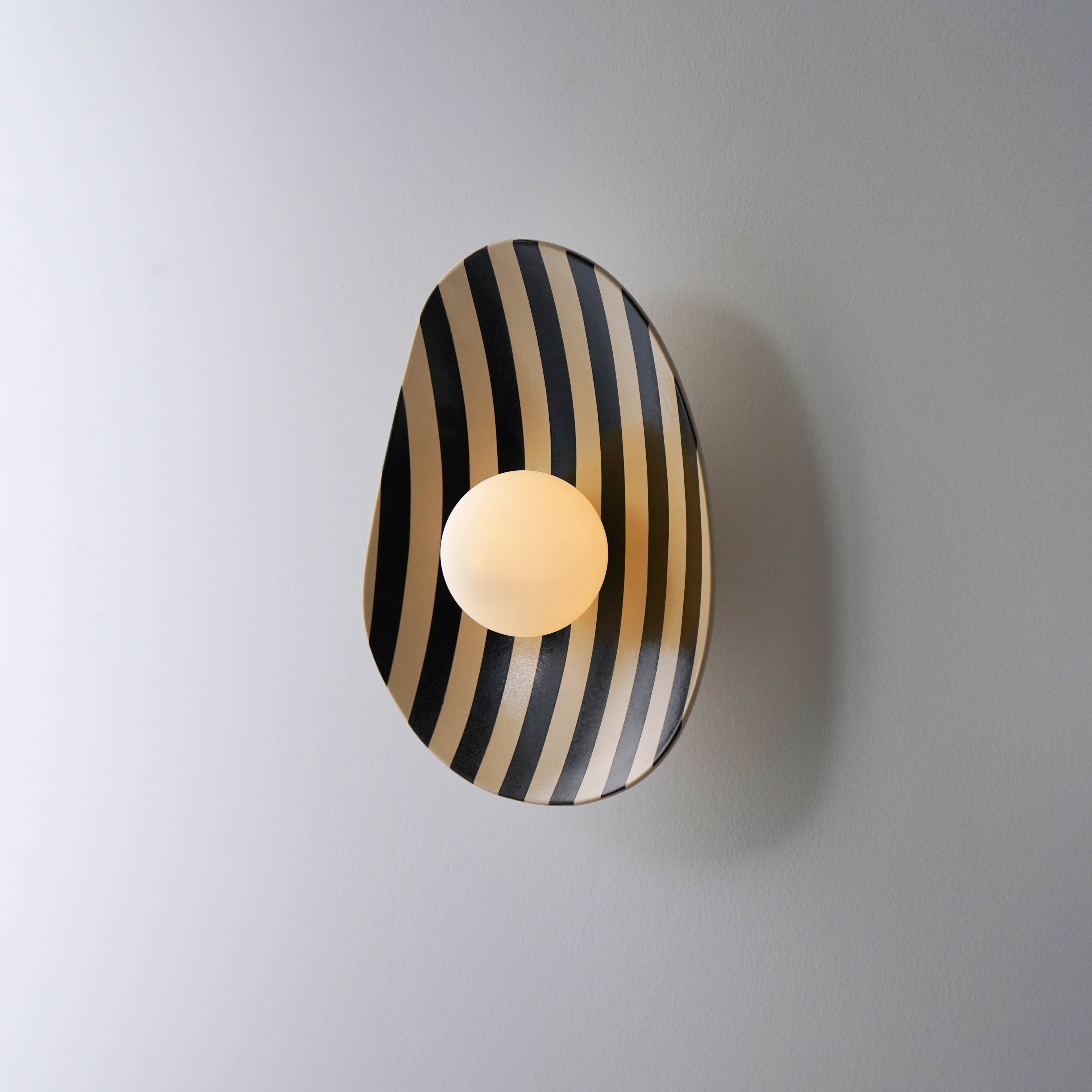 Black and White Striped Ceramic Wall Light / Sconce