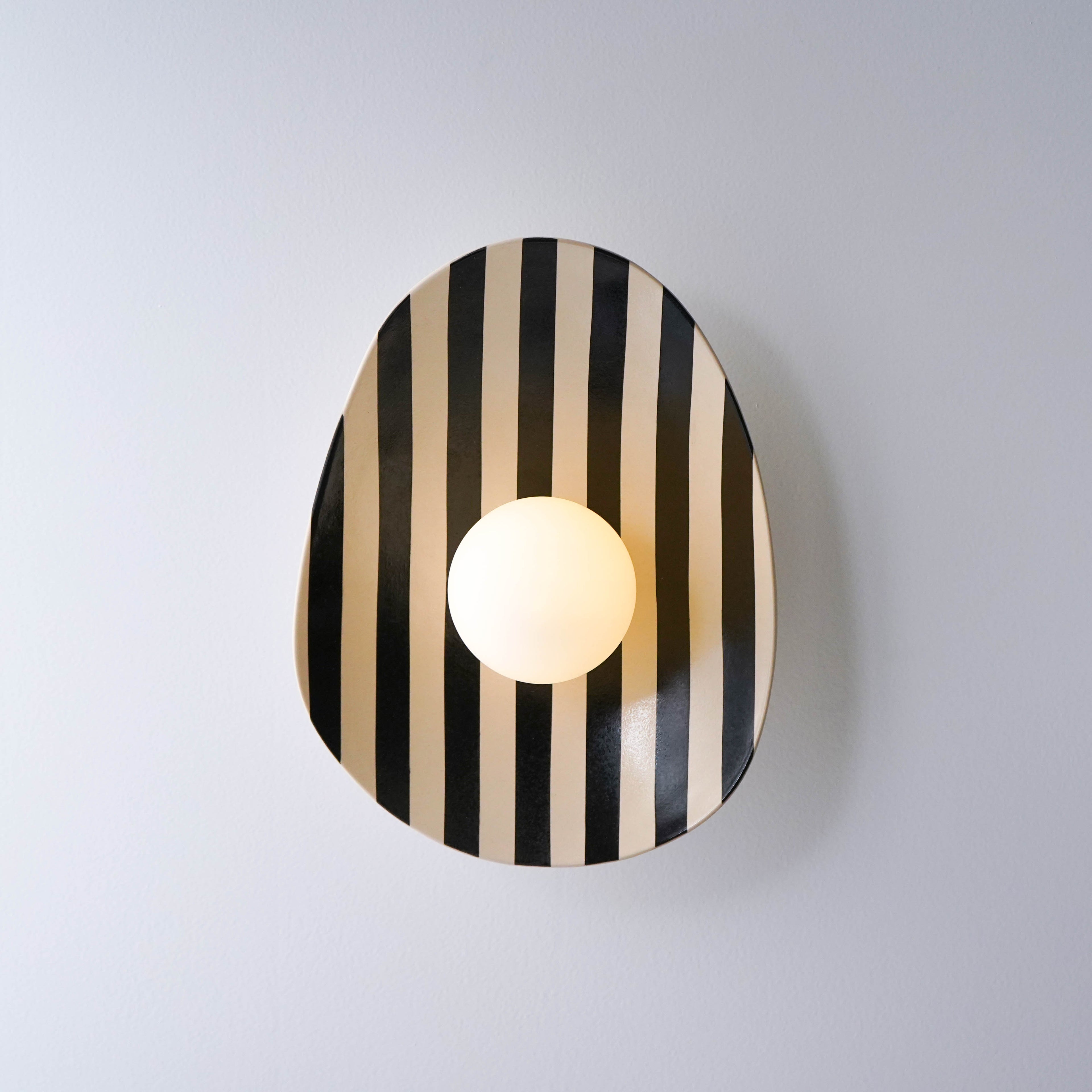 Black and White Striped Ceramic Wall Light / Sconce