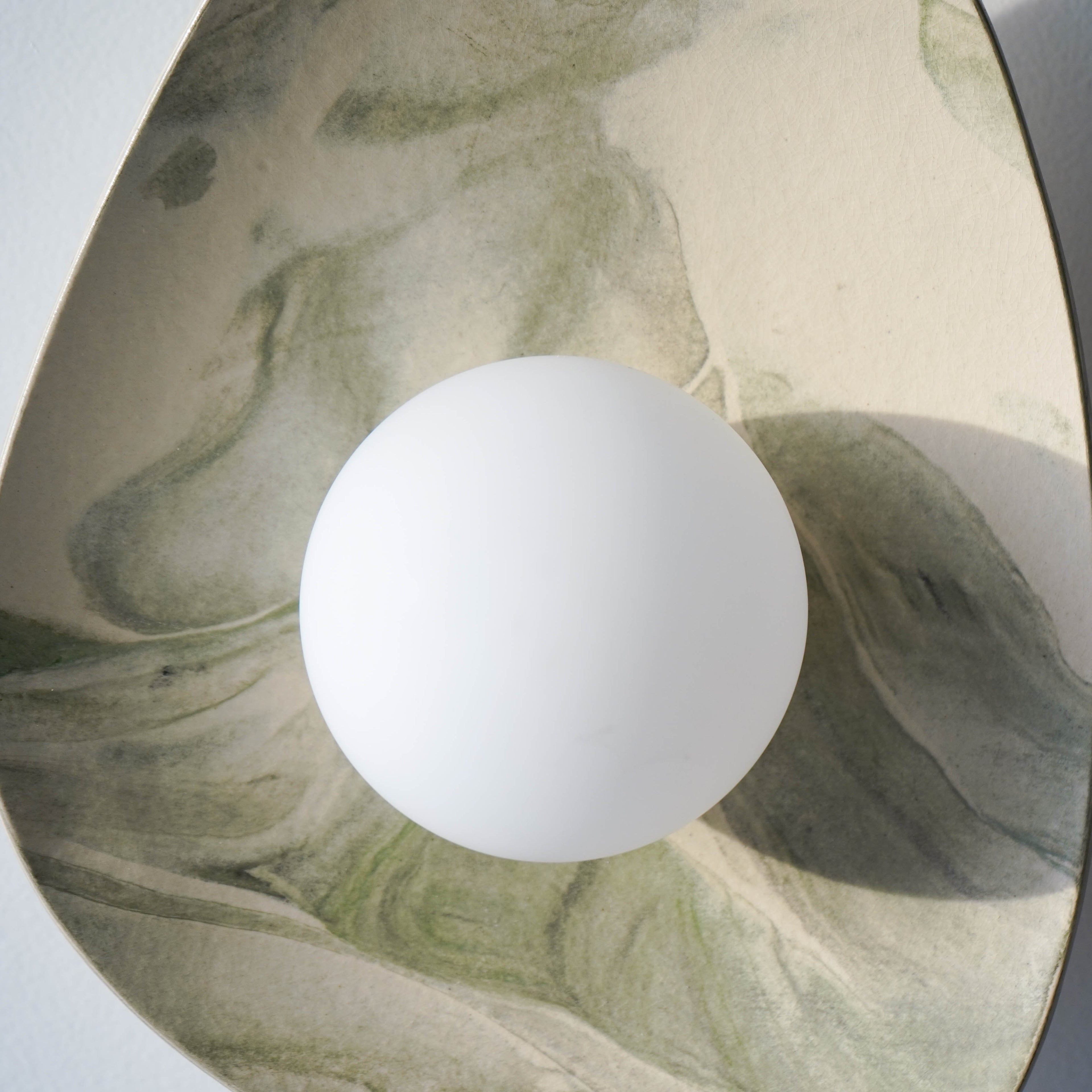Green & White Marble Ceramic Wall Lamp / Sconce