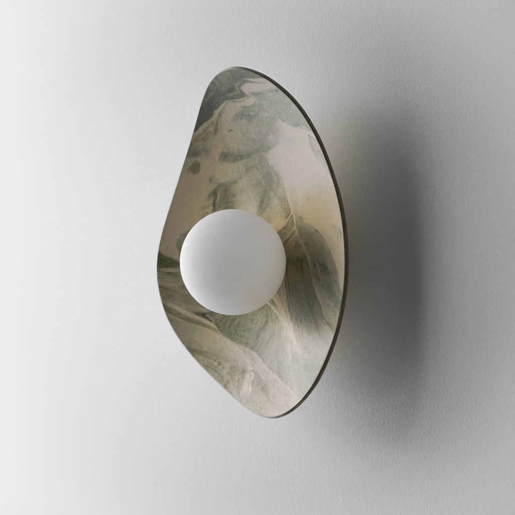 Green & White Marble Ceramic Wall Lamp / Sconce
