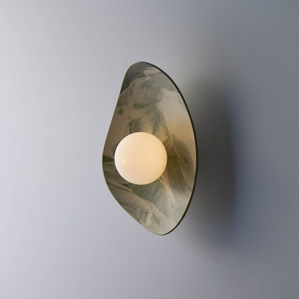 Green & White Marble Ceramic Wall Lamp / Sconce