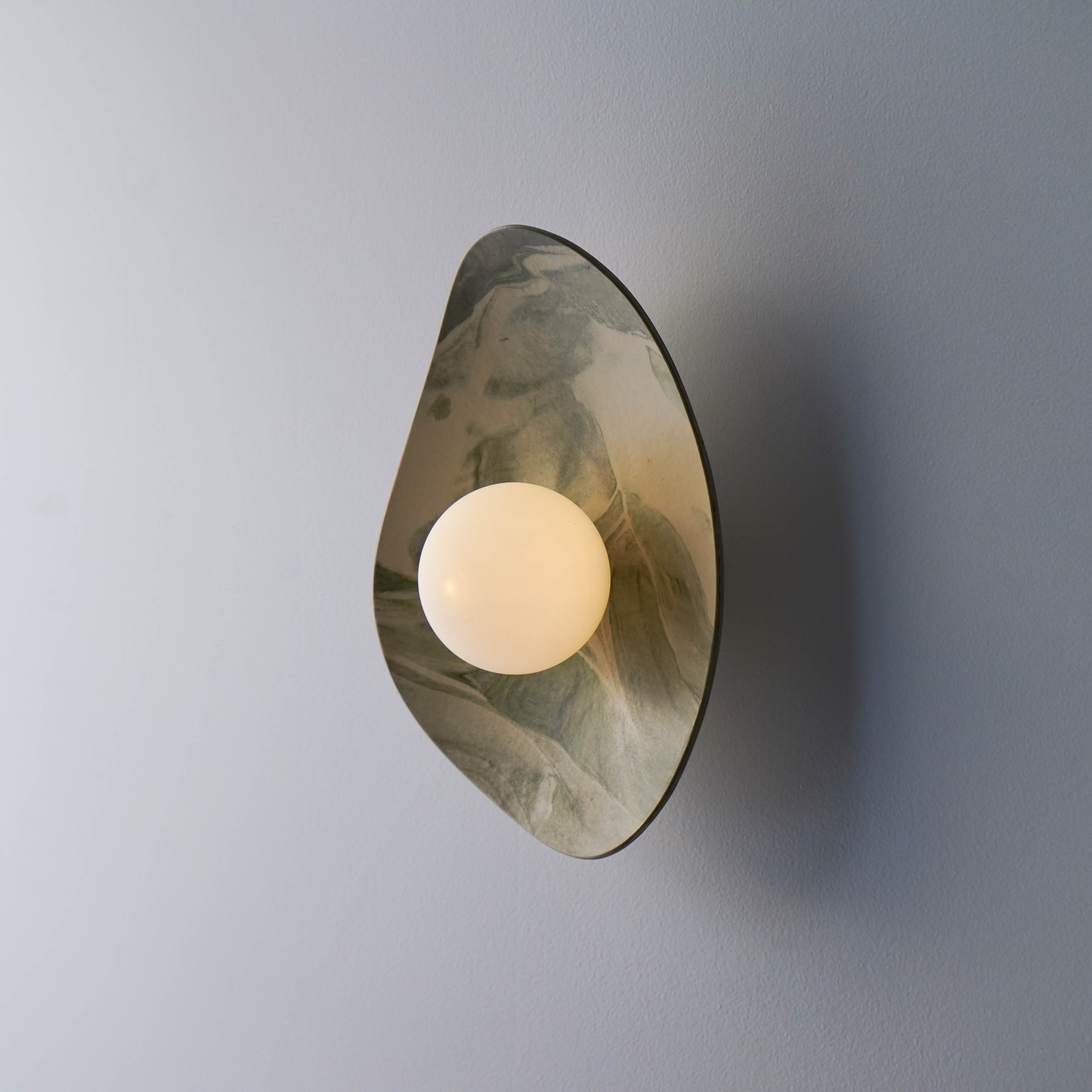 Green & White Marble Ceramic Wall Lamp / Sconce