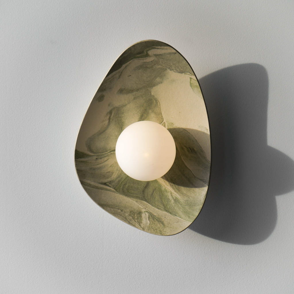 Green & White Marble Ceramic Wall Lamp / Sconce