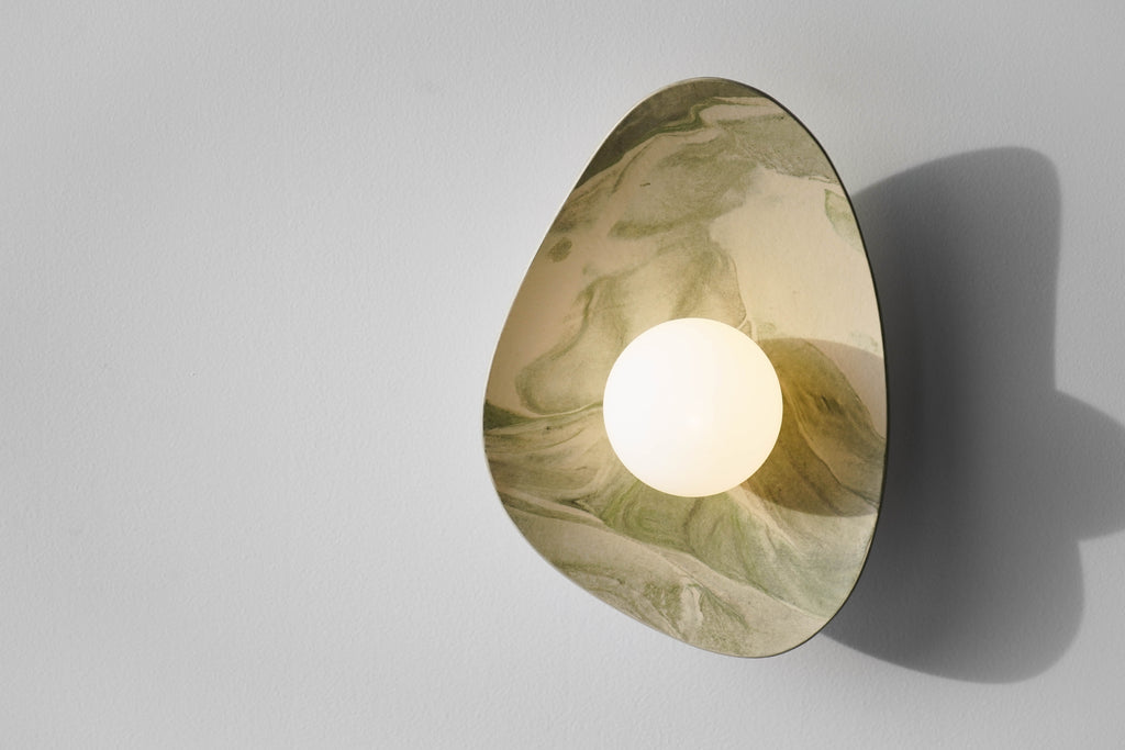 Green & White Marble Ceramic Wall Lamp / Sconce