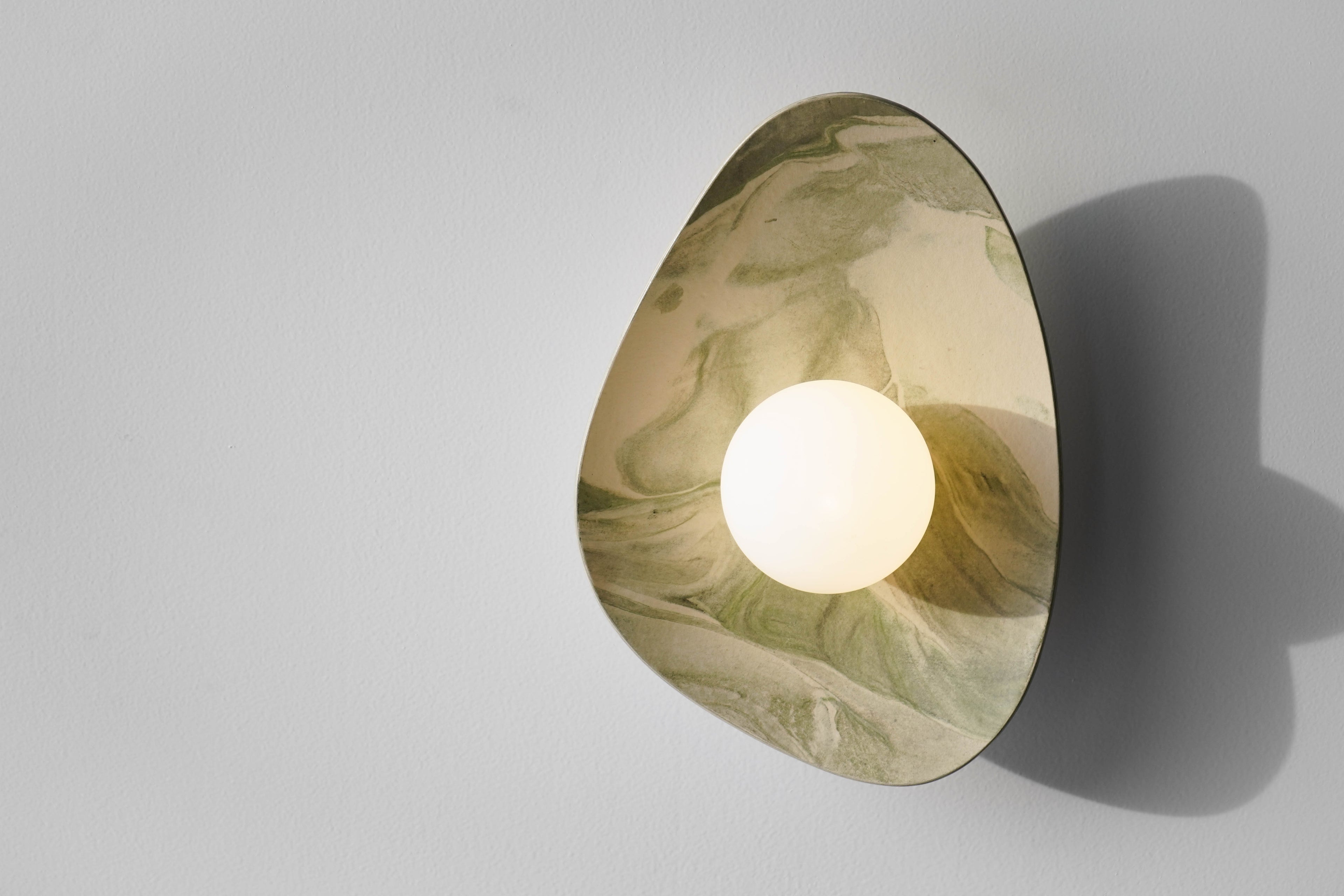 Green & White Marble Ceramic Wall Lamp / Sconce