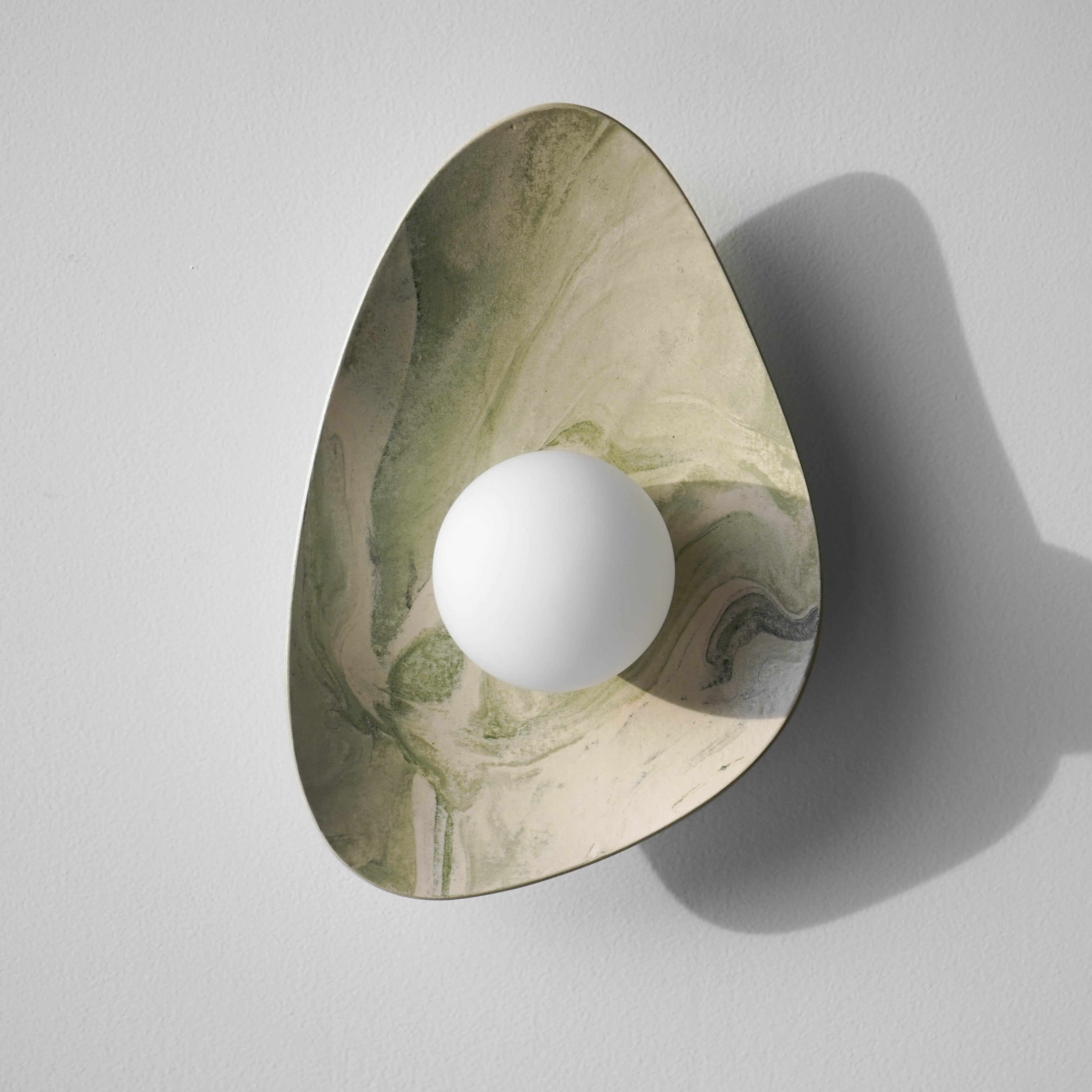 Green & White Marble Ceramic Wall Lamp / Sconce