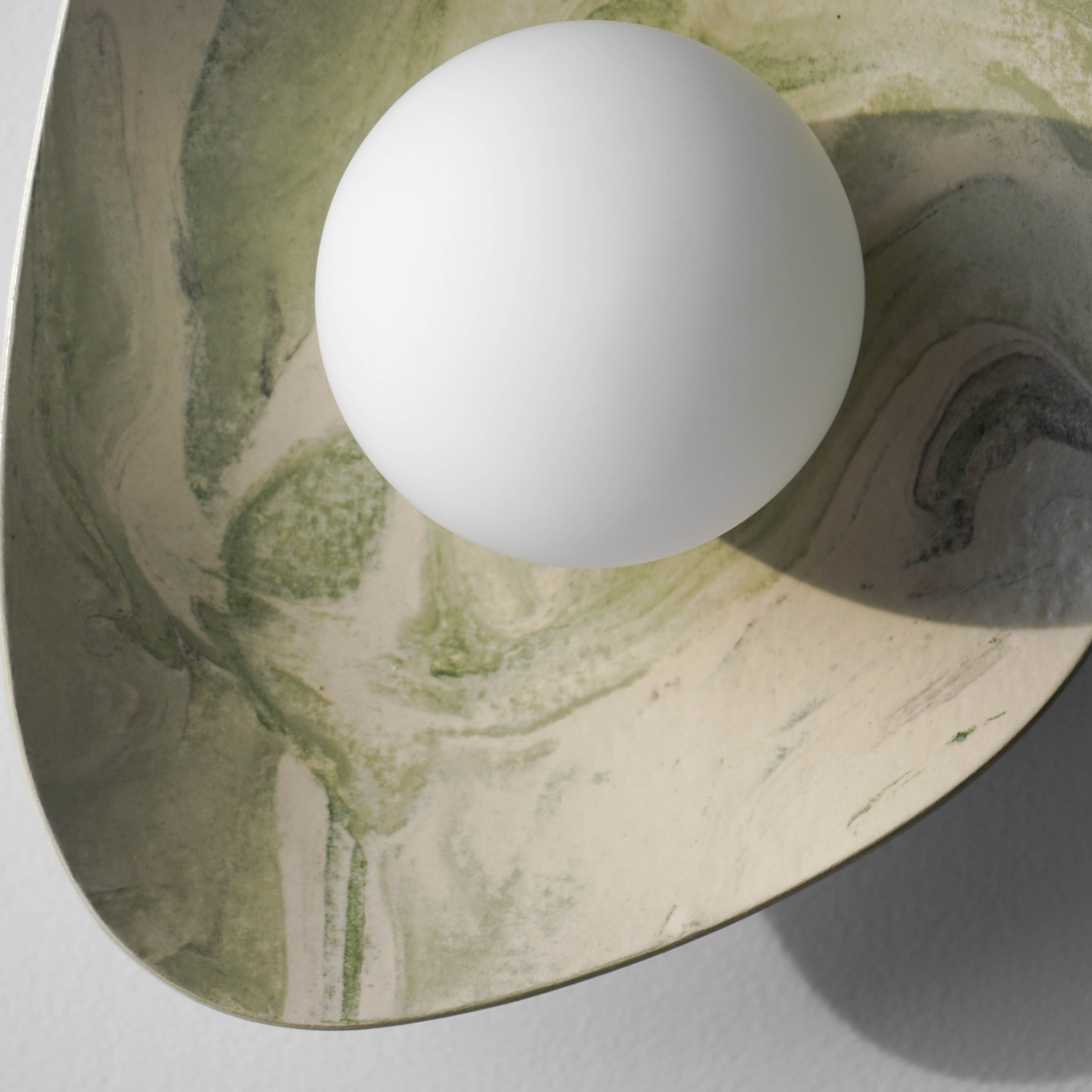 Green & White Marble Ceramic Wall Lamp / Sconce