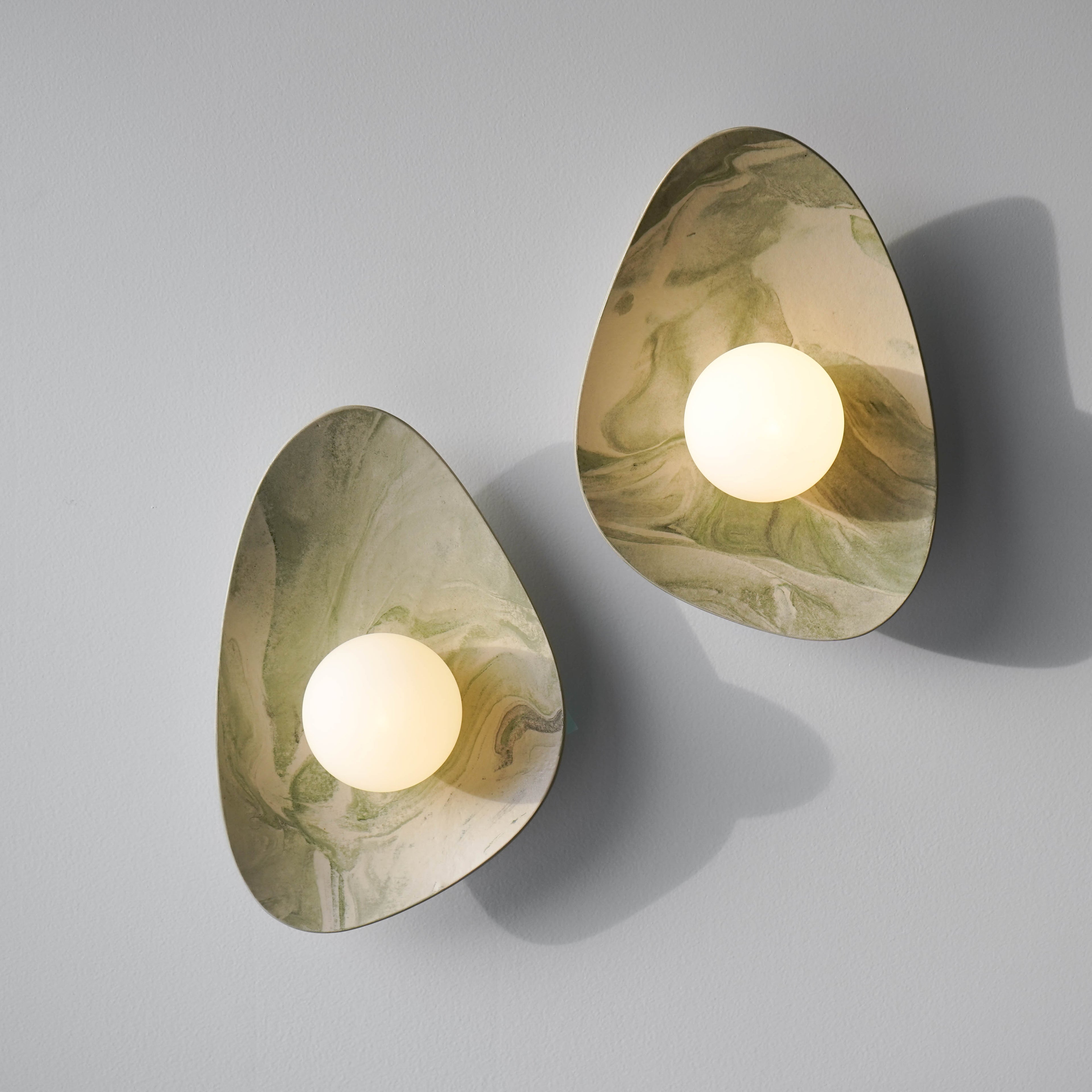 Green & White Marble Ceramic Wall Lamp / Sconce