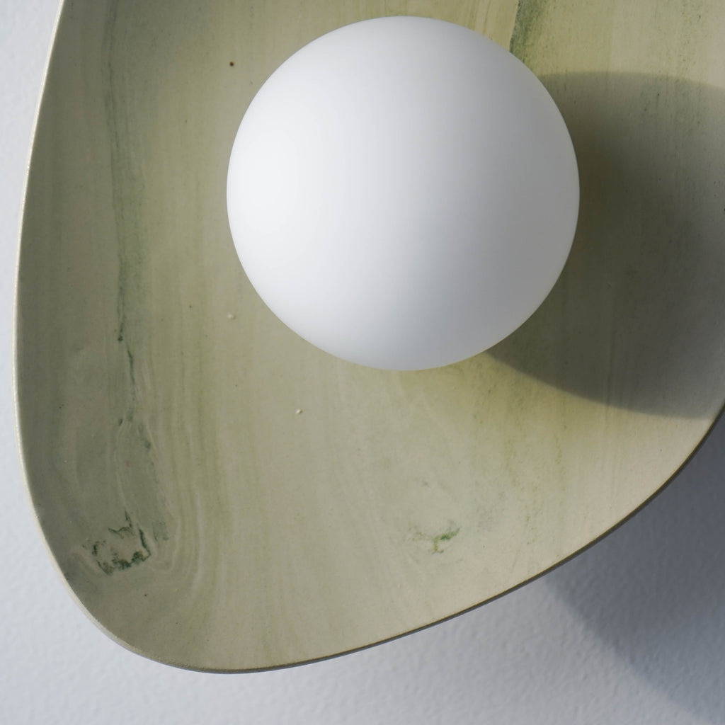 Green & White Marble Ceramic Wall Lamp / Sconce