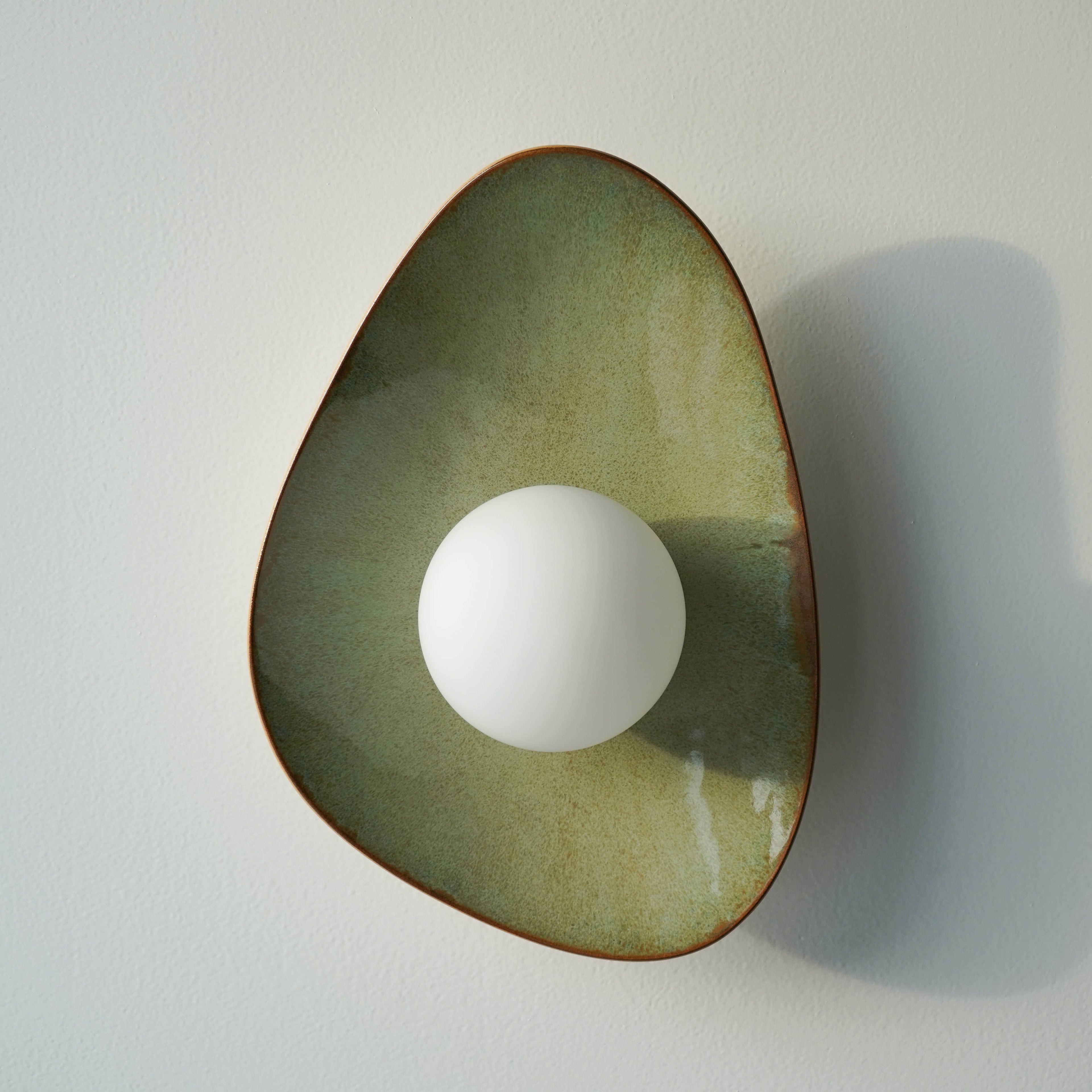 Handmade Green Ceramic Wall Light / Sconce