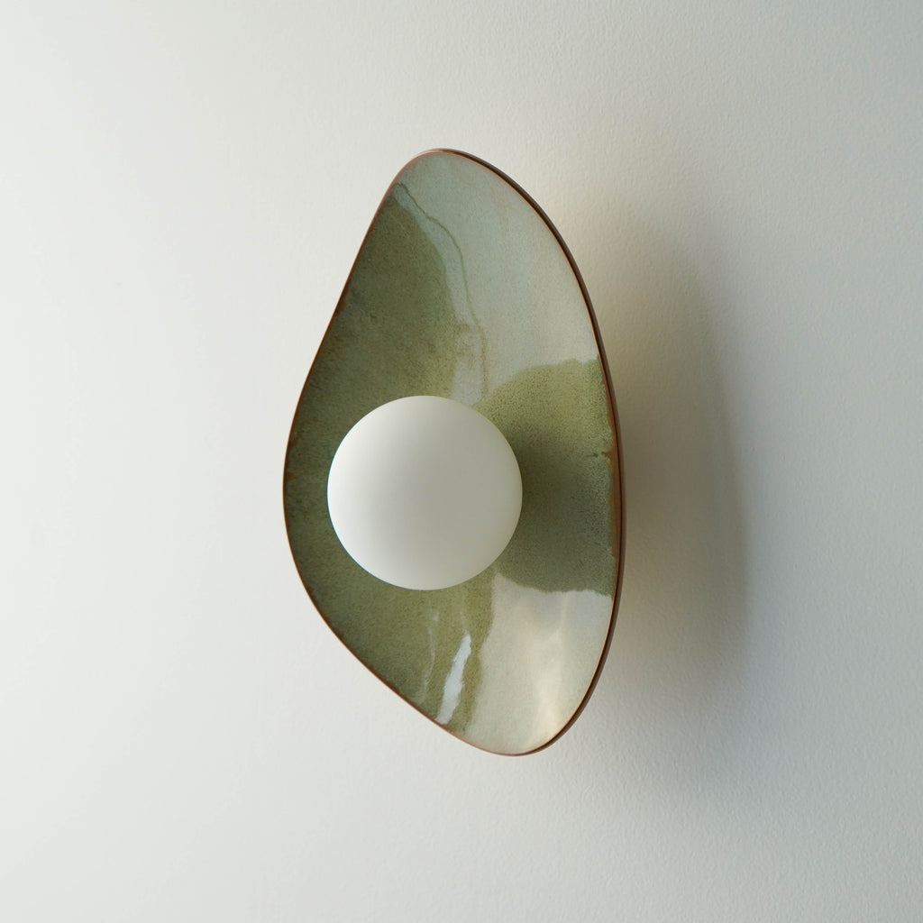 Handmade Green Ceramic Wall Light / Sconce