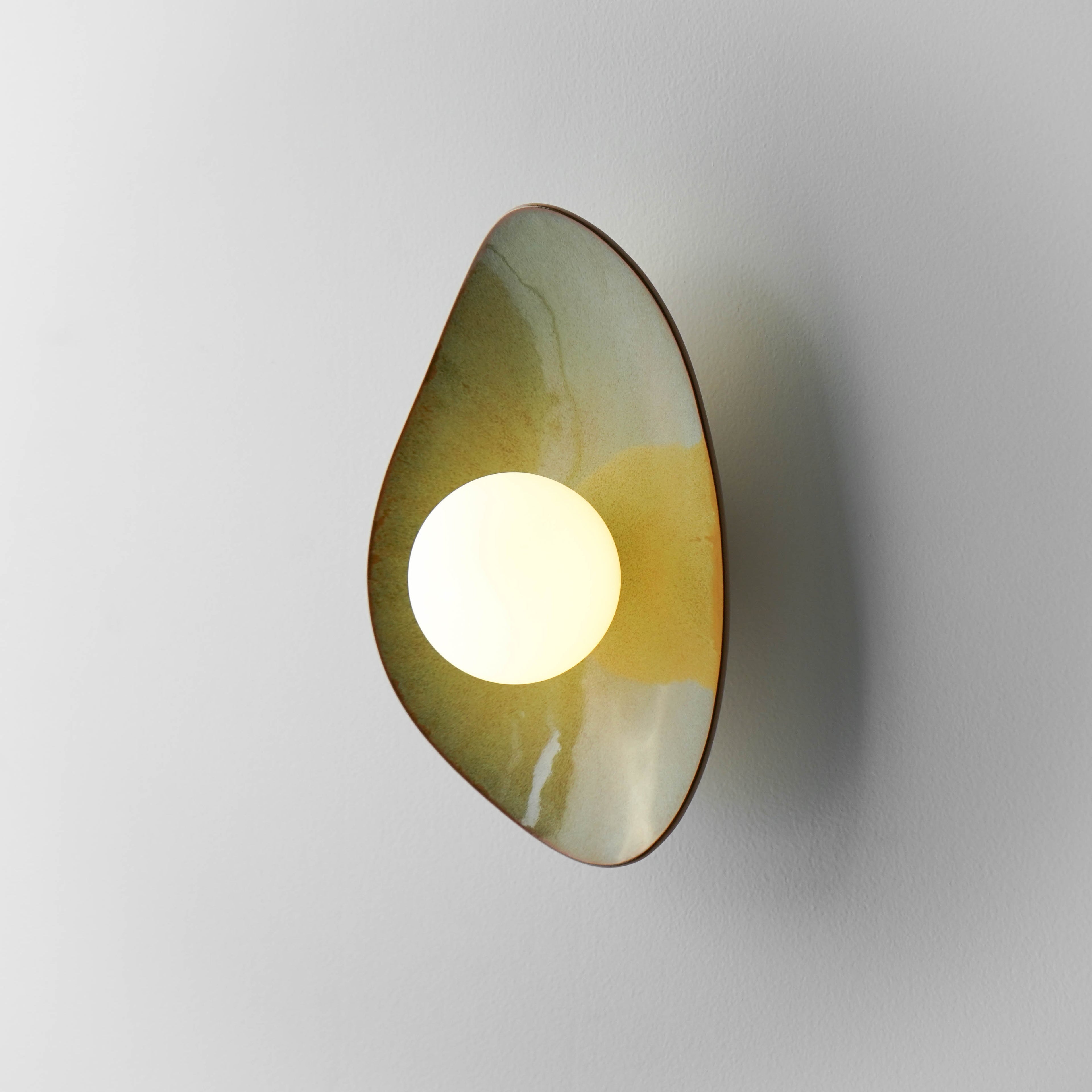 Handmade Green Ceramic Wall Light / Sconce