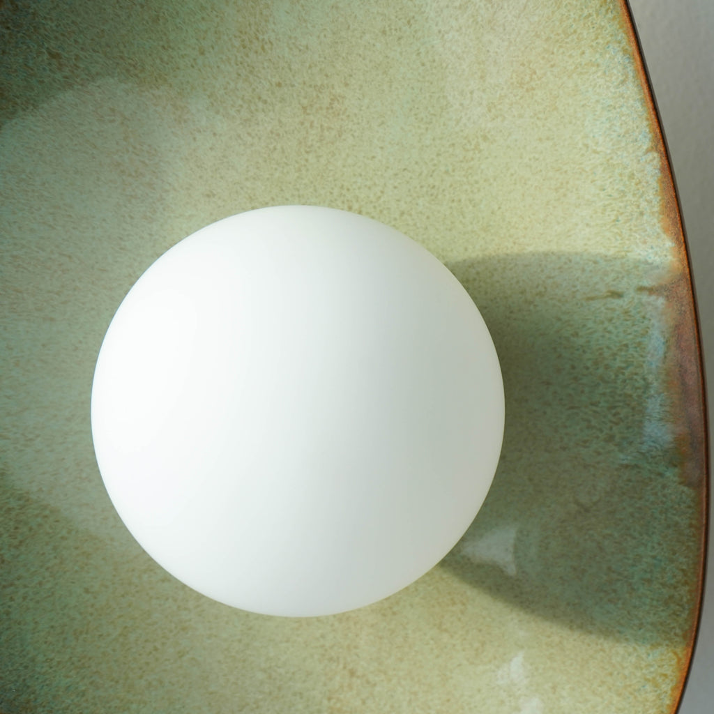 Handmade Green Ceramic Wall Light / Sconce