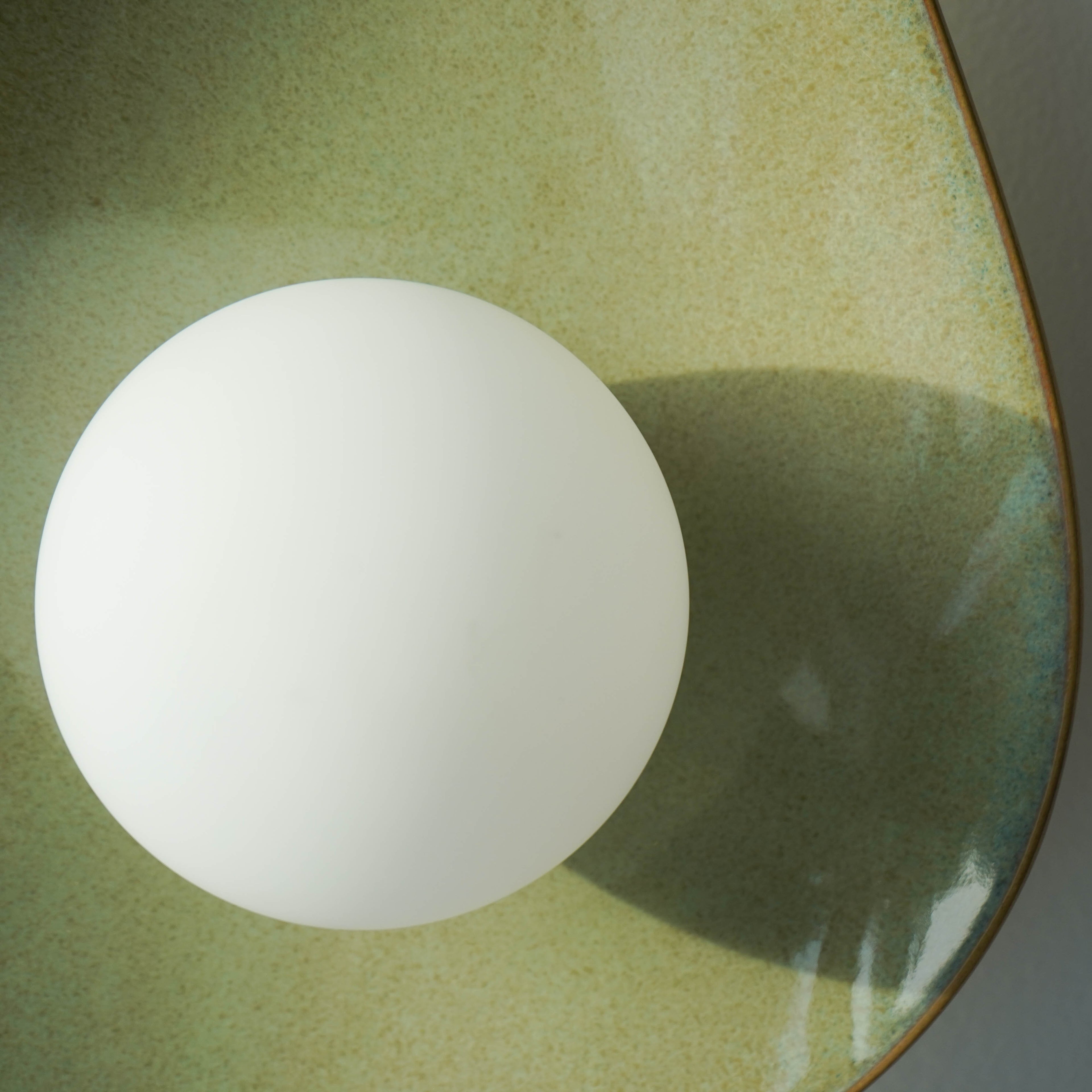 Handmade Green Ceramic Wall Light / Sconce