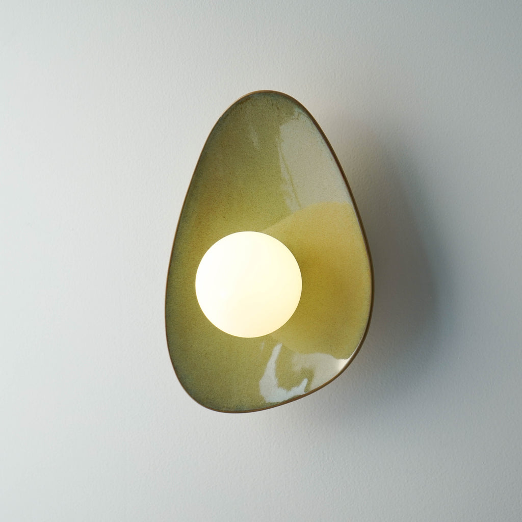 Handmade Green Ceramic Wall Light / Sconce