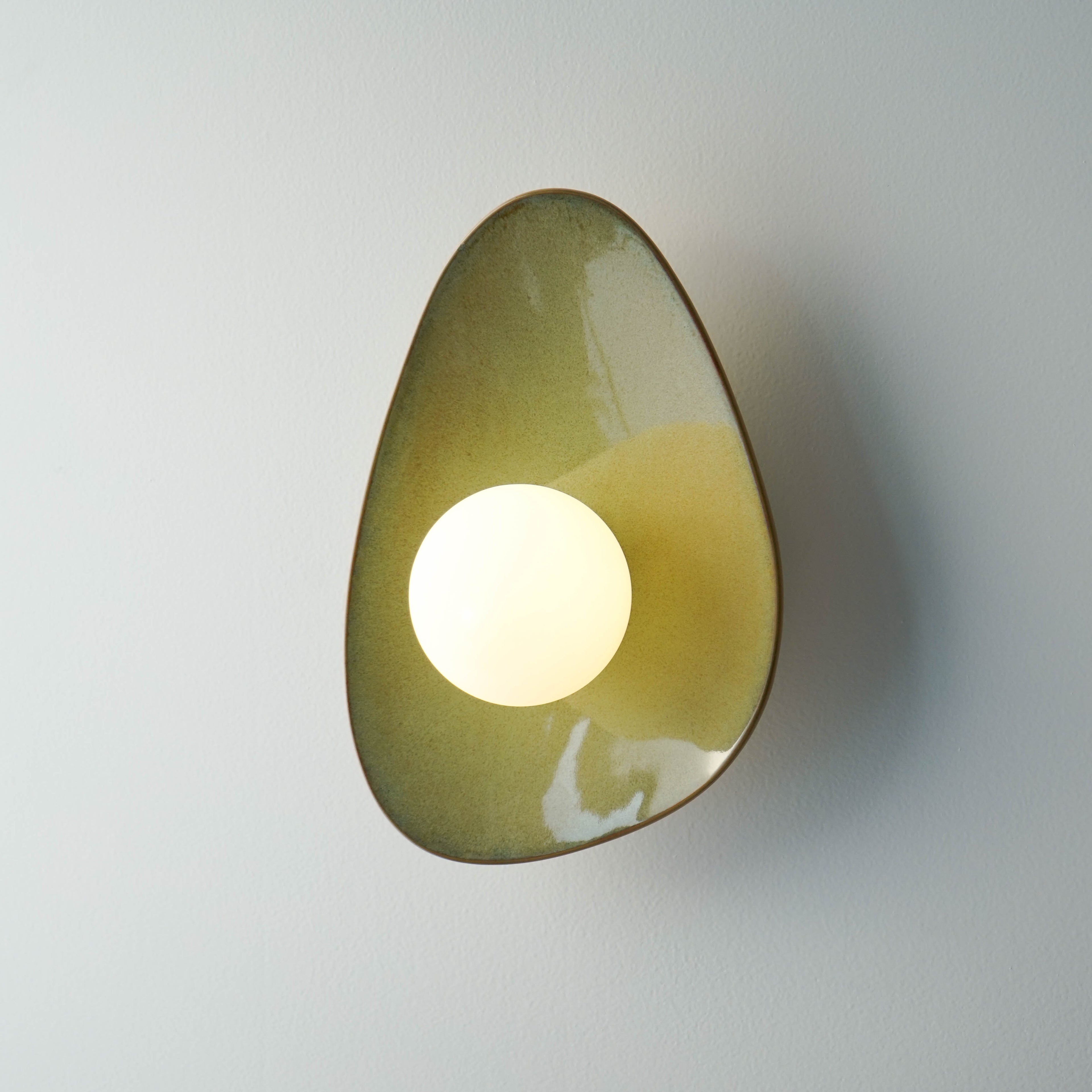 Handmade Green Ceramic Wall Light / Sconce