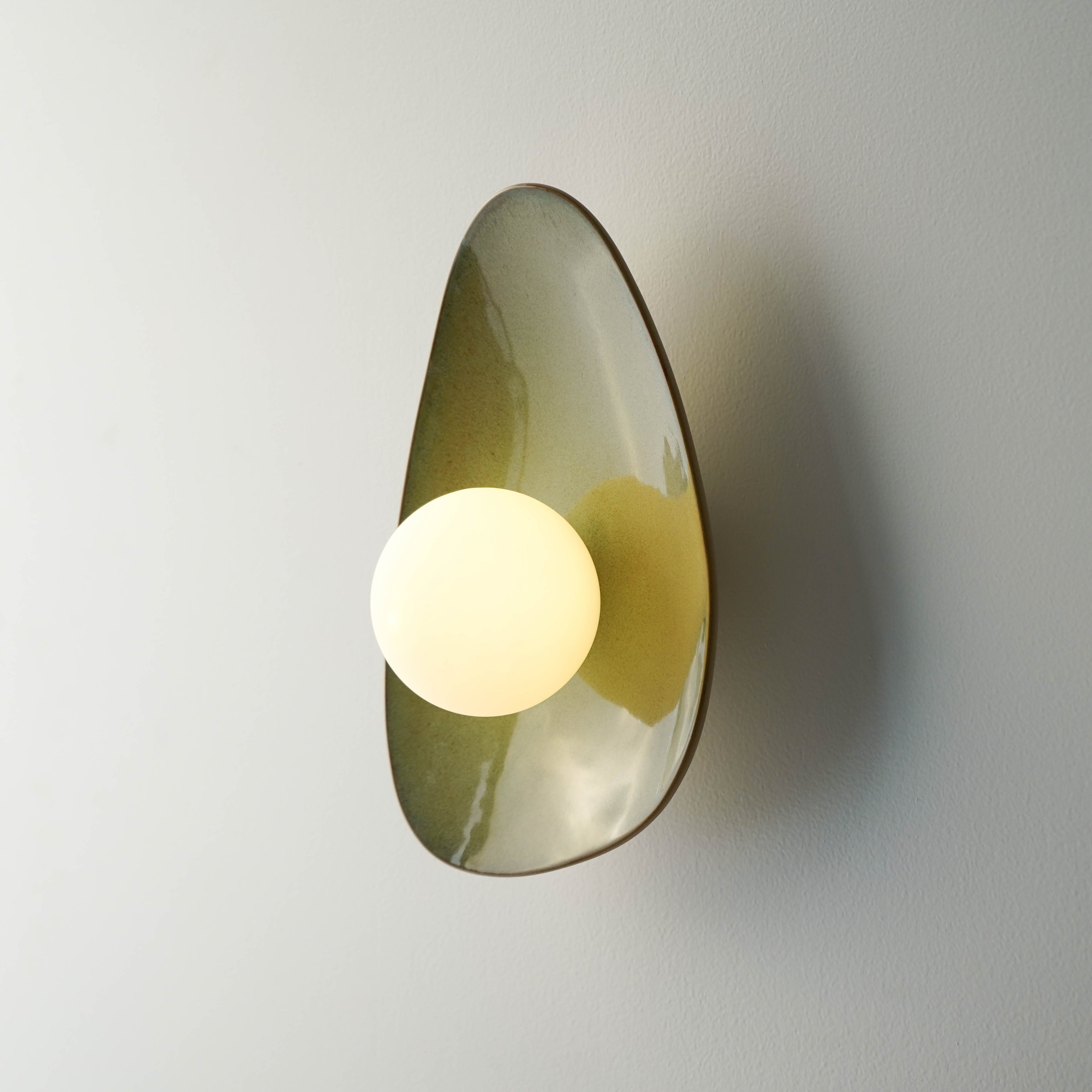 Handmade Green Ceramic Wall Light / Sconce