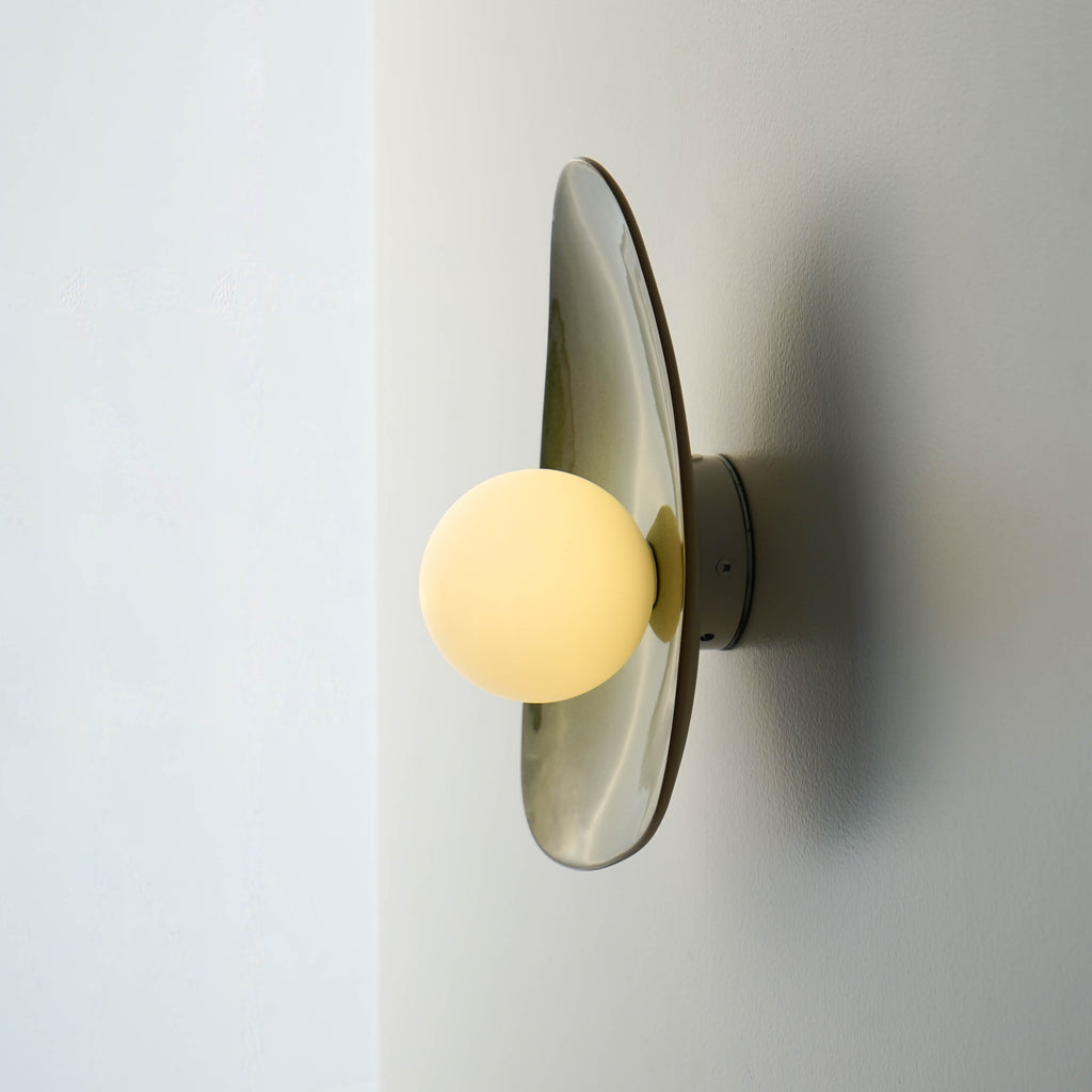 Handmade Green Ceramic Wall Light / Sconce