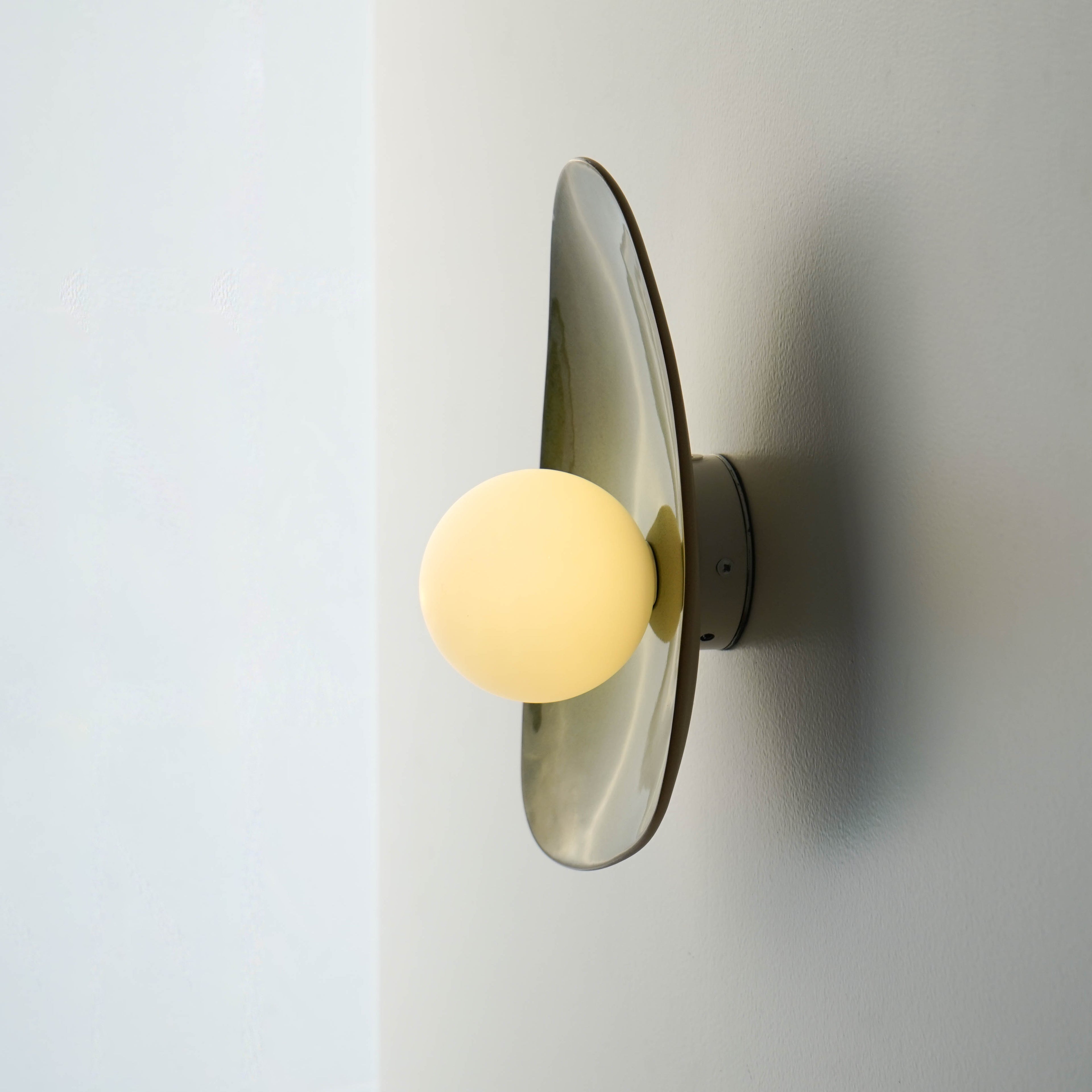 Handmade Green Ceramic Wall Light / Sconce
