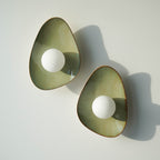 Handmade Green Ceramic Wall Light / Sconce