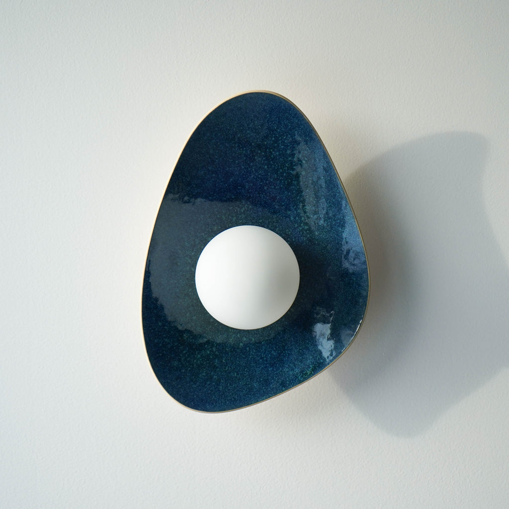 Handmade Deep Blue Ceramic Wall Sconce / Wall Lamp