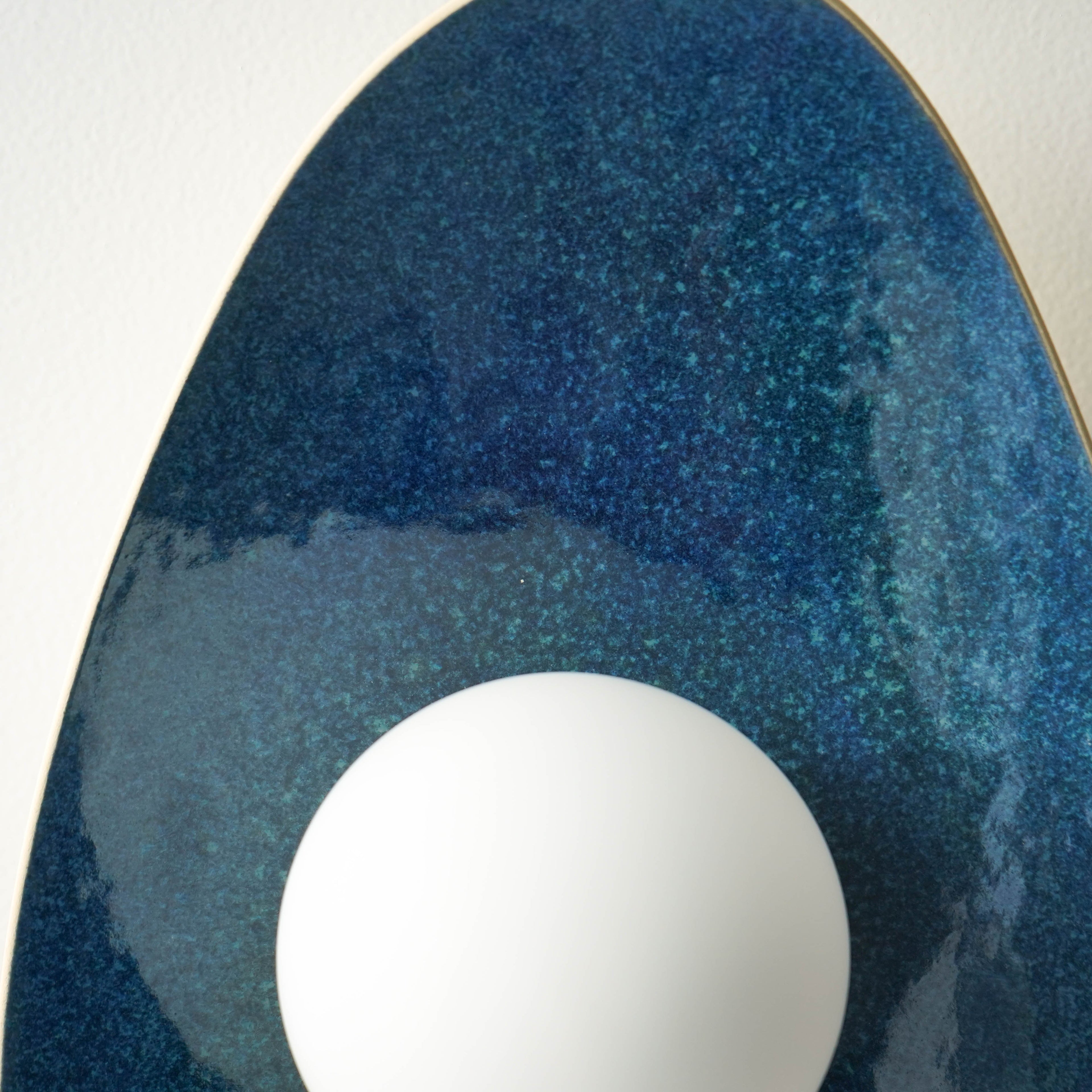 Handmade Deep Blue Ceramic Wall Sconce / Wall Lamp