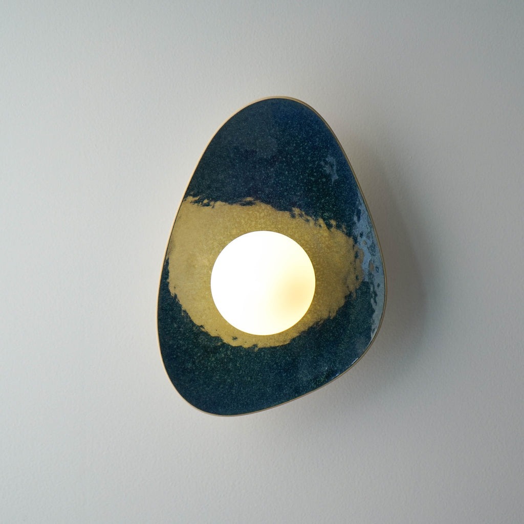 Handmade Deep Blue Ceramic Wall Sconce / Wall Lamp