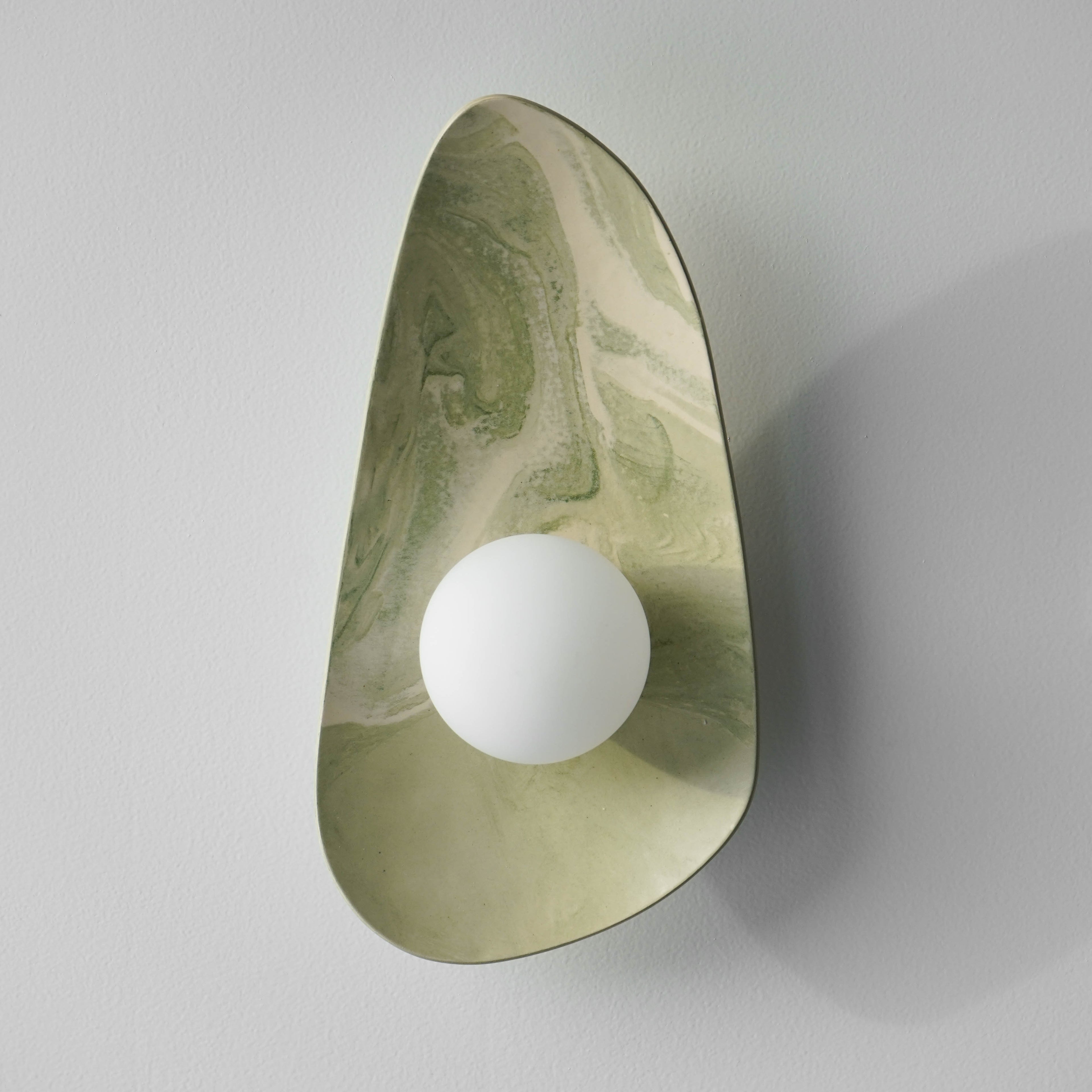 Green & White Marble Ceramic Wall Lamp / Sconce