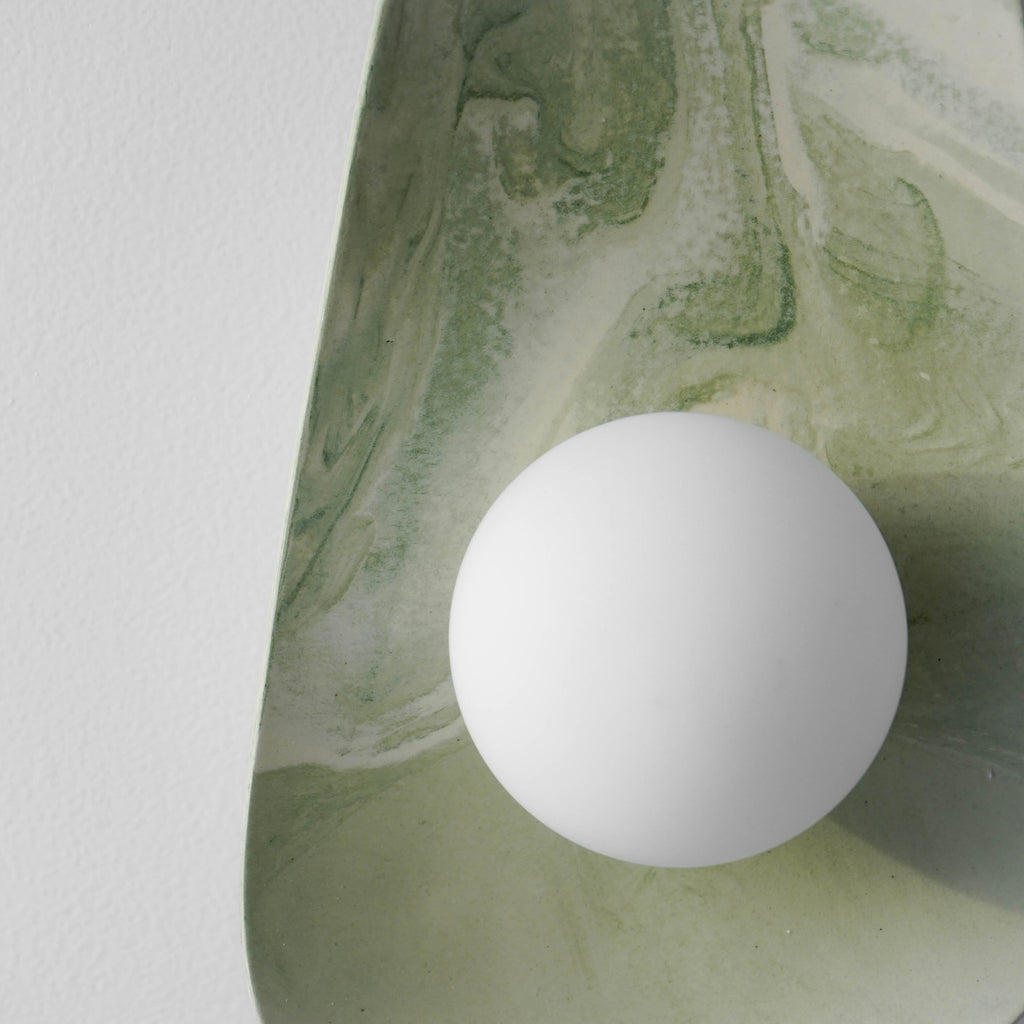 Green & White Marble Ceramic Wall Lamp / Sconce