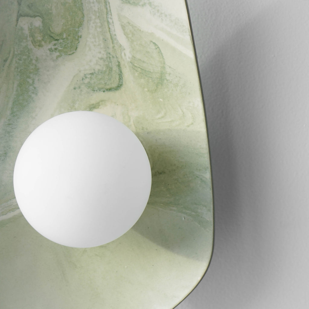 Green & White Marble Ceramic Wall Lamp / Sconce