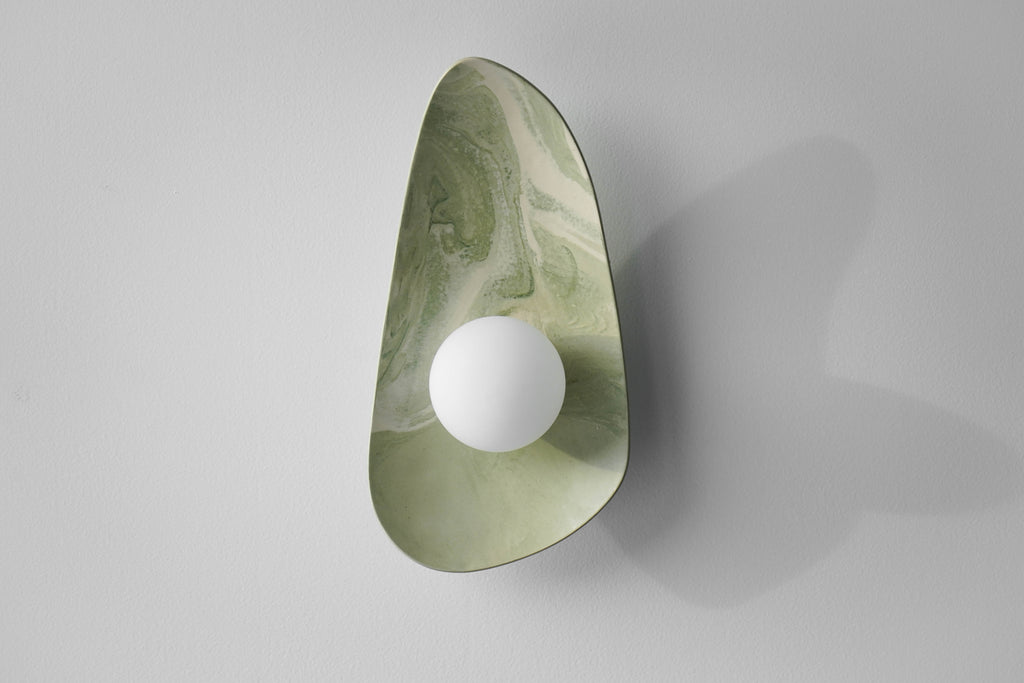 Green & White Marble Ceramic Wall Lamp / Sconce