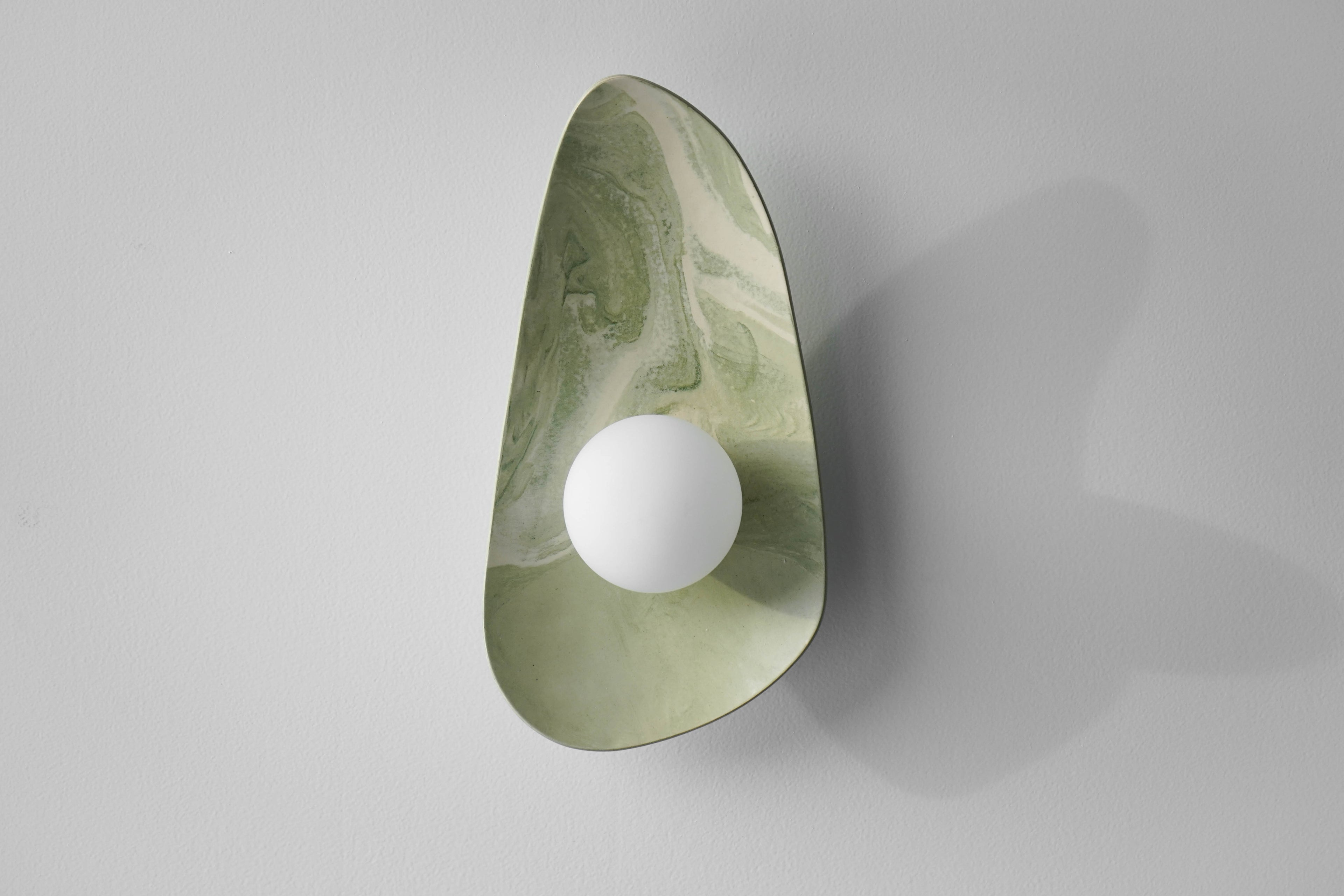 Green & White Marble Ceramic Wall Lamp / Sconce