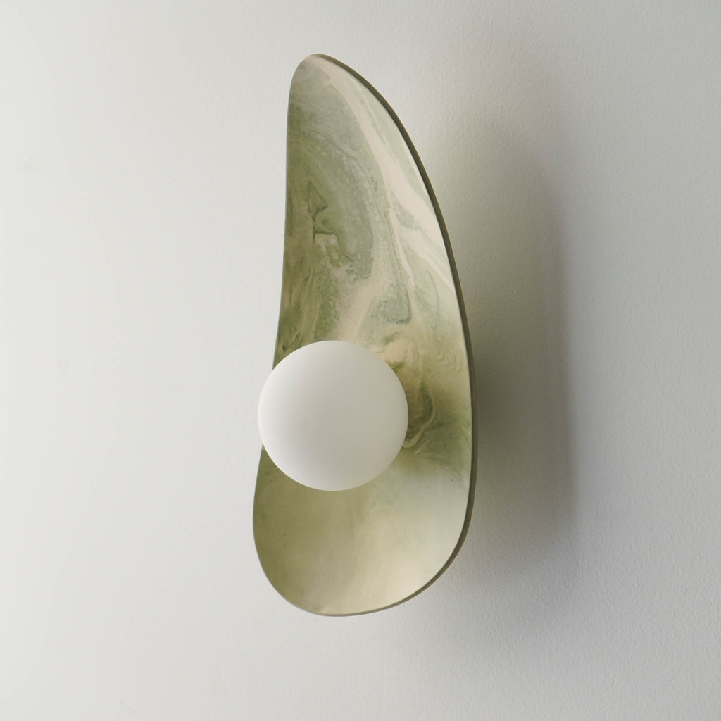 Green & White Marble Ceramic Wall Lamp / Sconce