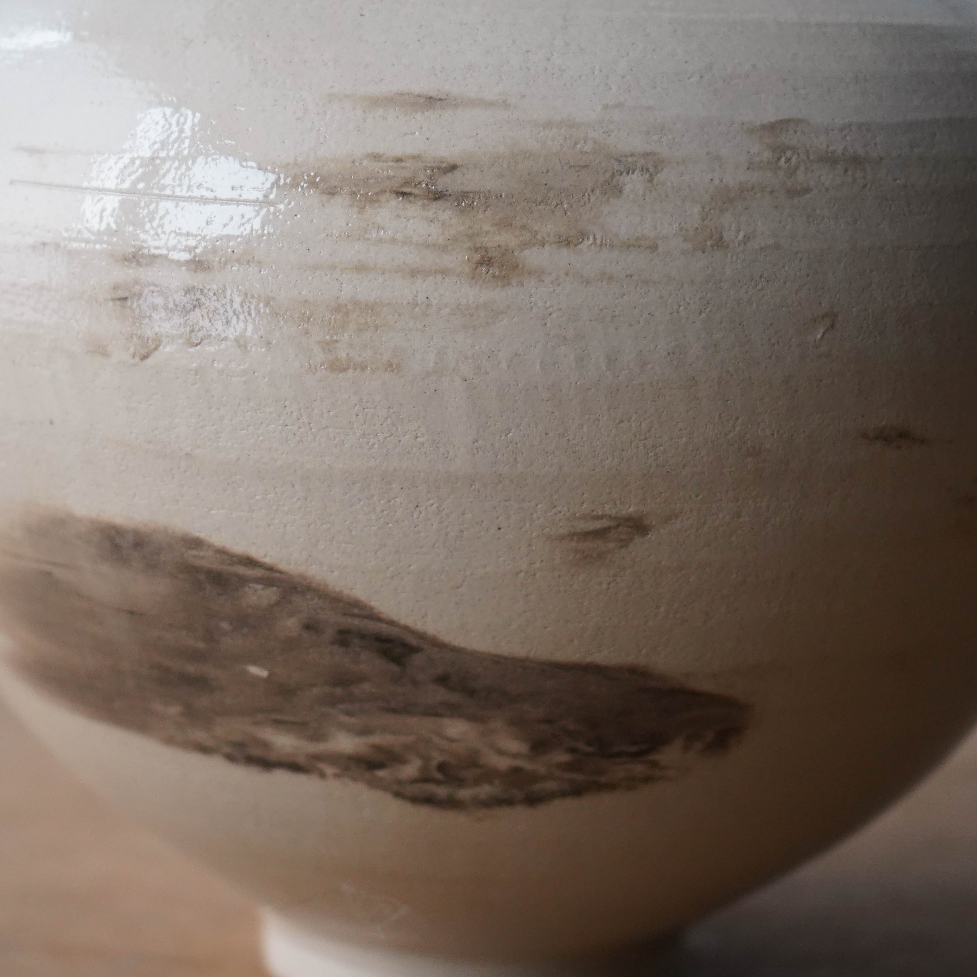 Wheel Thrown Stoneware Vase – Beige with Brown Incrustation