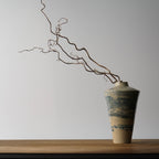 Blue Marbled Wheel Thrown Stoneware Vase