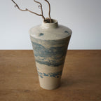 Blue Marbled Wheel Thrown Stoneware Vase