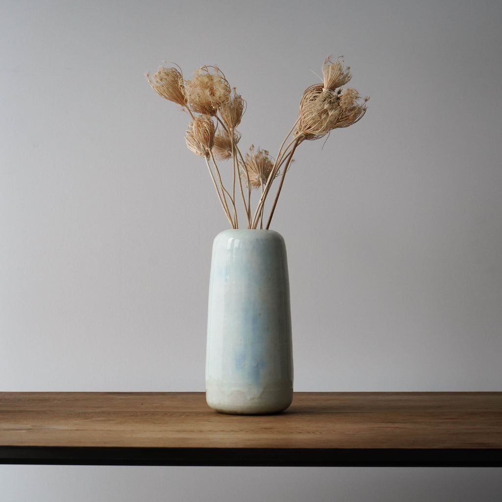 Pastel Blue & White Hand Thrown Stoneware Vase