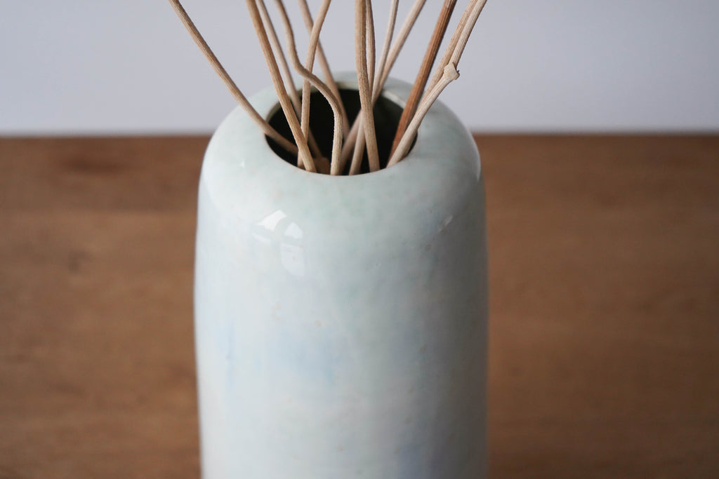 Pastel Blue & White Hand Thrown Stoneware Vase
