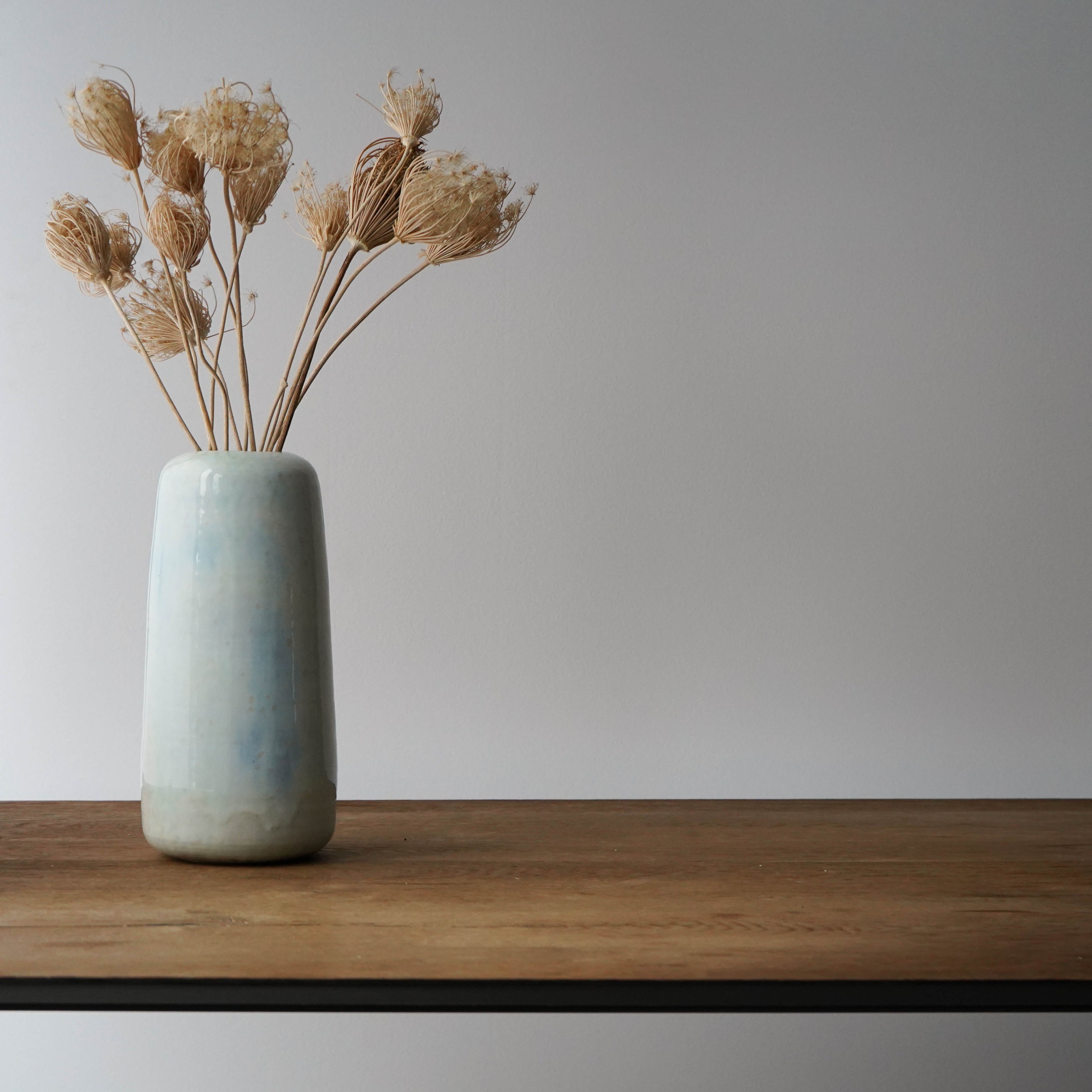 Pastel Blue & White Hand Thrown Stoneware Vase