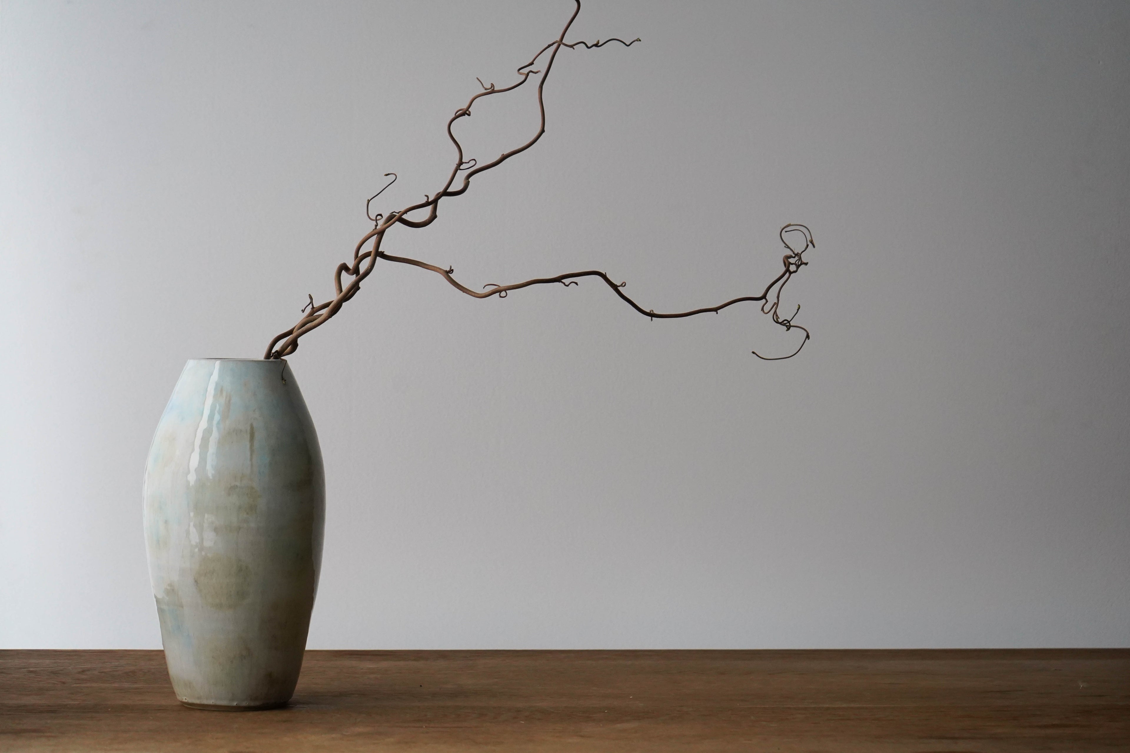 Pastel Blue & White Stoneware Vase