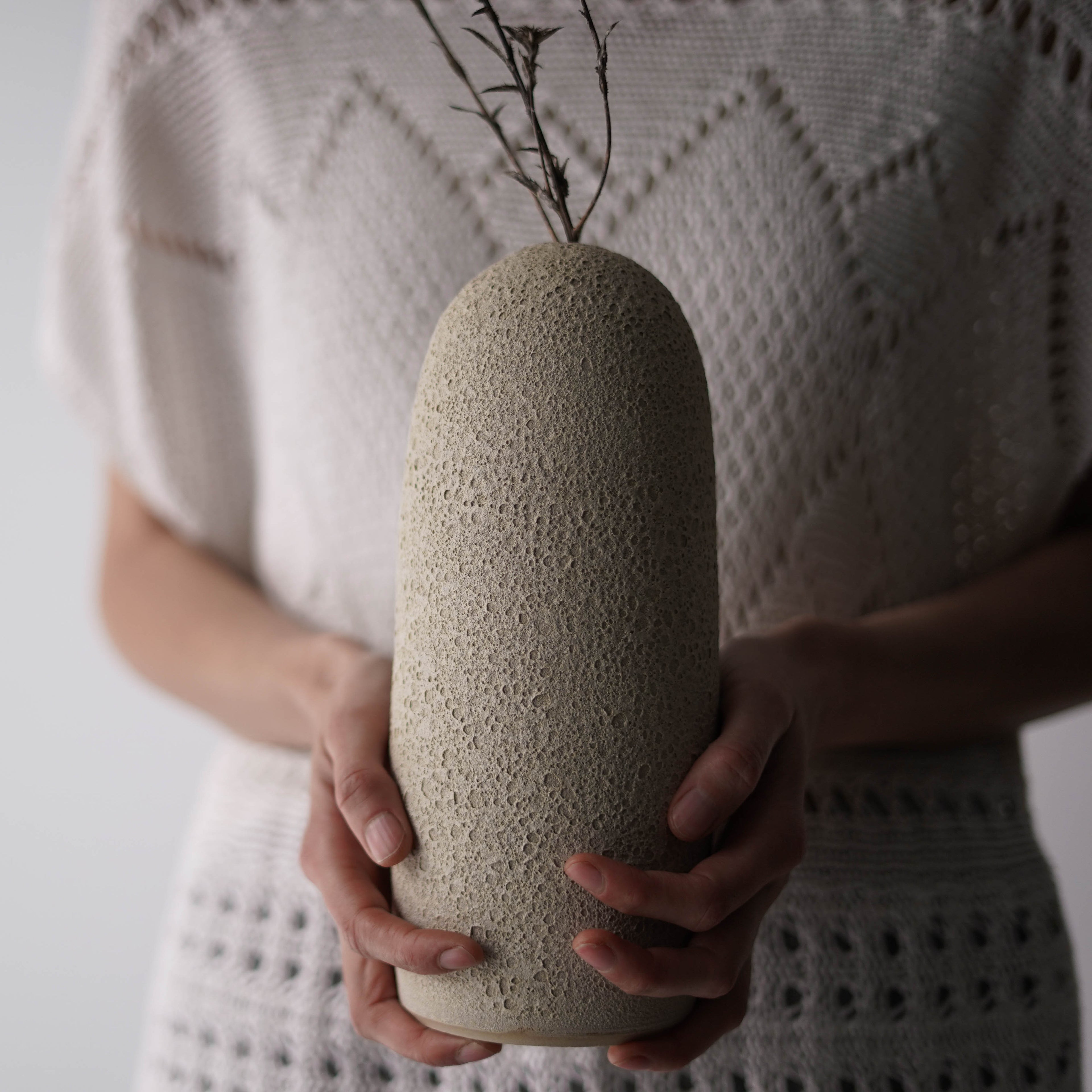 Handmade Stoneware Vase: Lava Crater Glaze Pottery