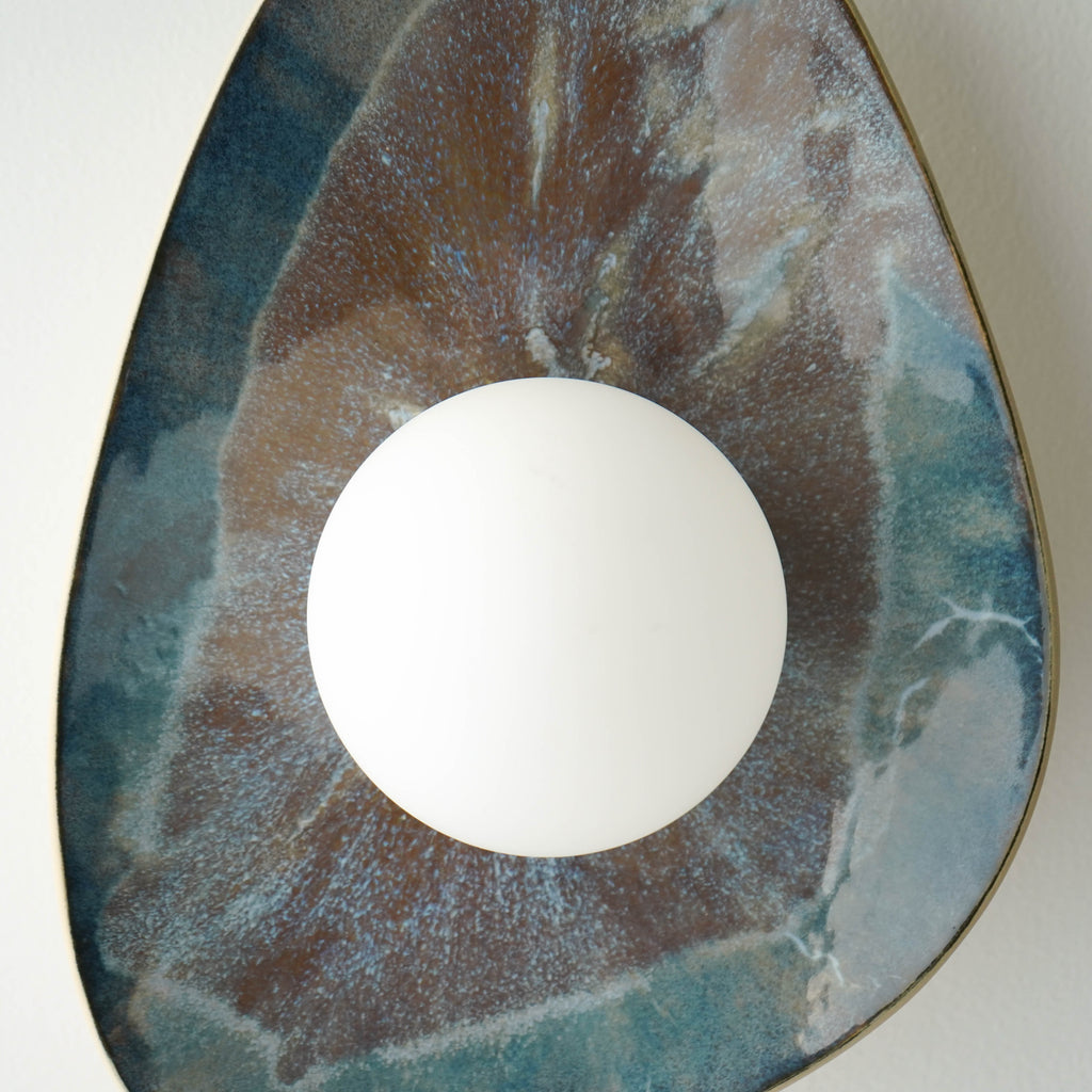 Handmade Deep Blue Ceramic Wall Sconce / Wall Lamp