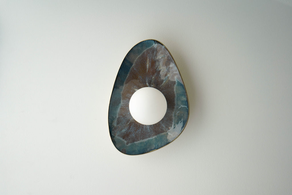 Handmade Deep Blue Ceramic Wall Sconce / Wall Lamp