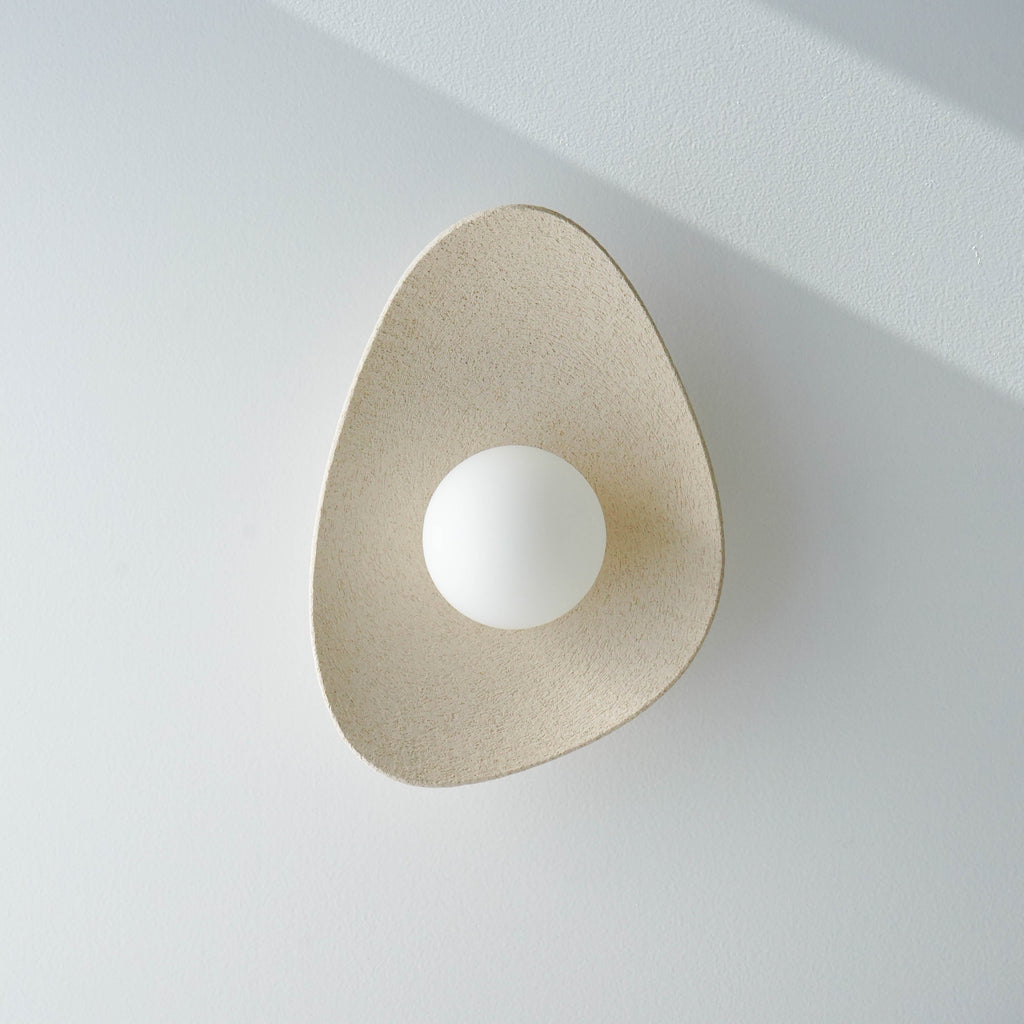 Handmade Beige Ceramic Wall Light / Sconce