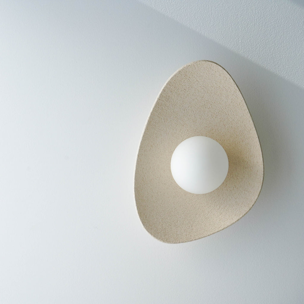 Handmade Beige Ceramic Wall Light / Sconce