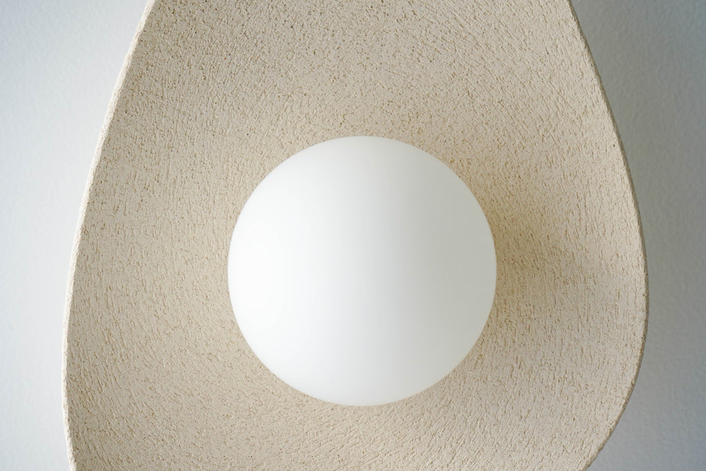 Handmade Beige Ceramic Wall Light / Sconce