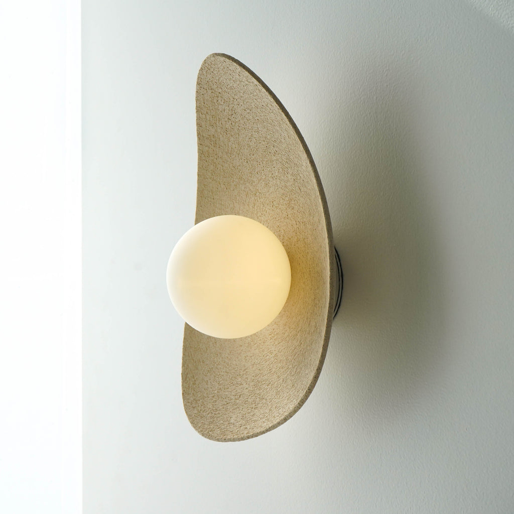 Handmade Beige Ceramic Wall Light / Sconce